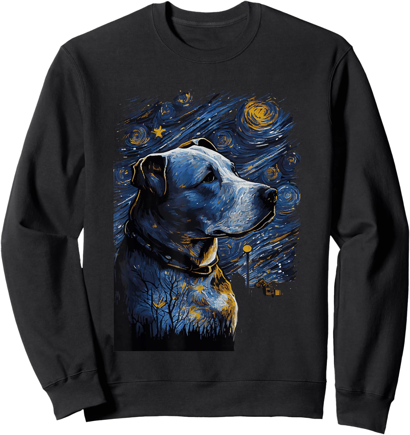 Pitbull Starry Night Dog Sweatshirt - Sweatshirt | Black