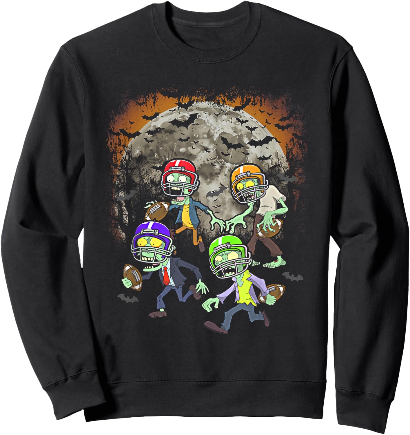Football Zombie Player Halloween Spooky Football Team Sport Sweatshirt - Sweatshirt | Black