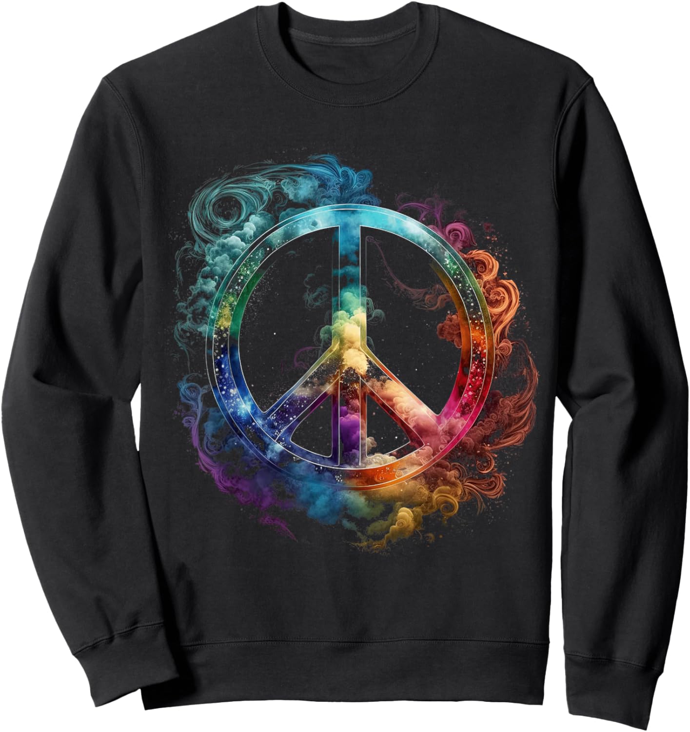 Peace sign of freedom hippie flower child space science Sweatshirt - Sweatshirt | Black