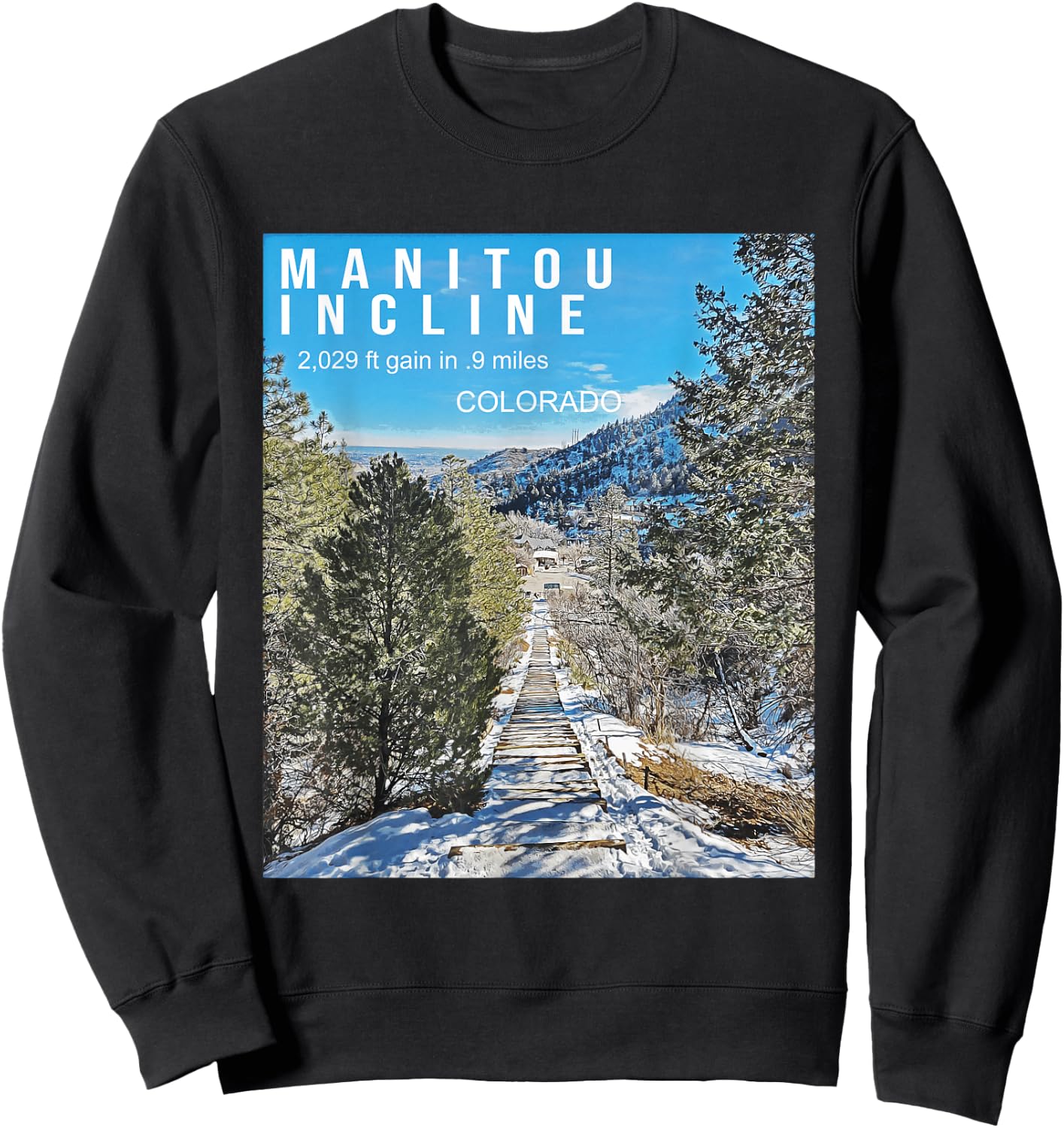 Manitou Springs Incline Gifts for Colorado Hiking Sweatshirt - Sweatshirt | Black