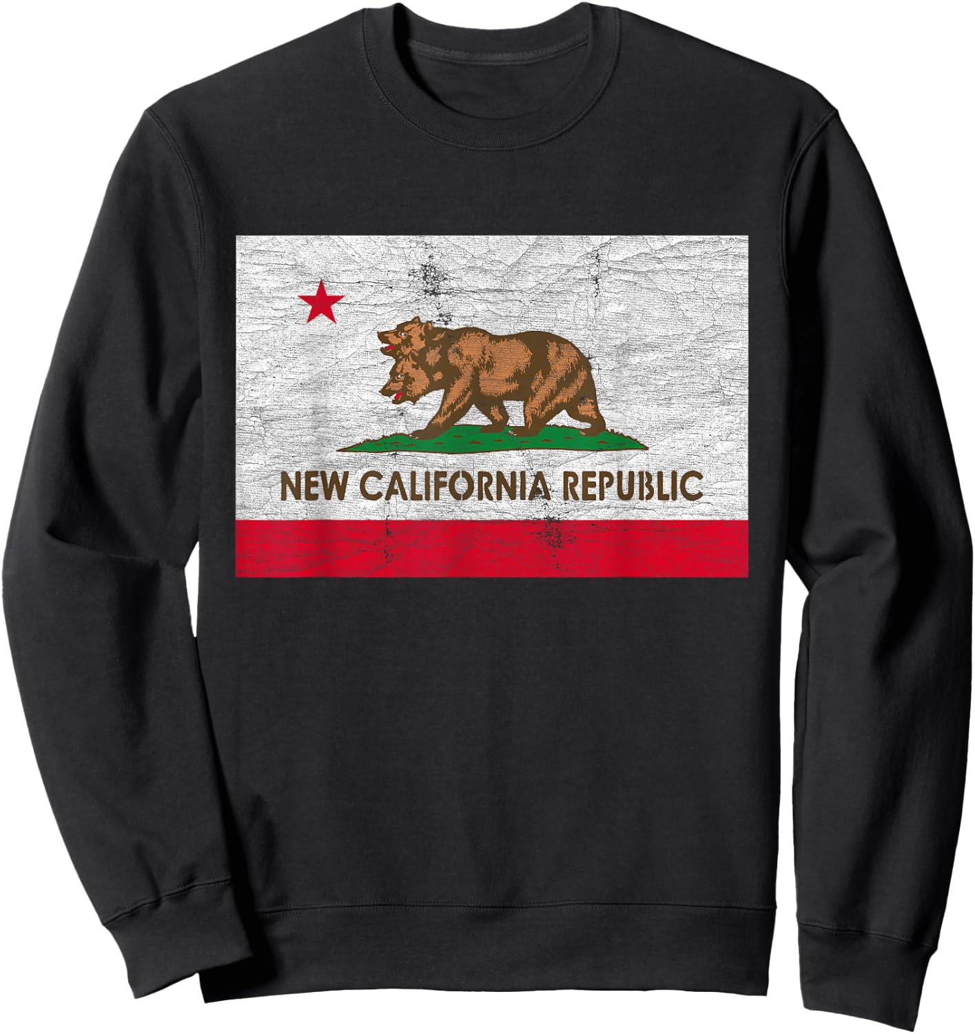 New California Republic Retro Distressed NCR Flag Sweatshirt - Sweatshirt | Black