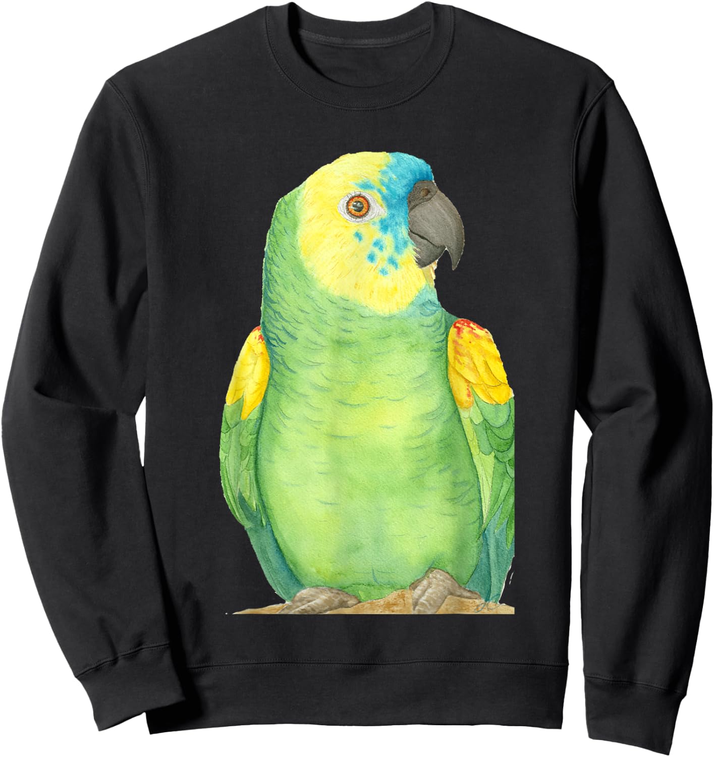 Blue-fronted Amazon Watercolor Parrot Portrait Sweatshirt - Sweatshirt | Black
