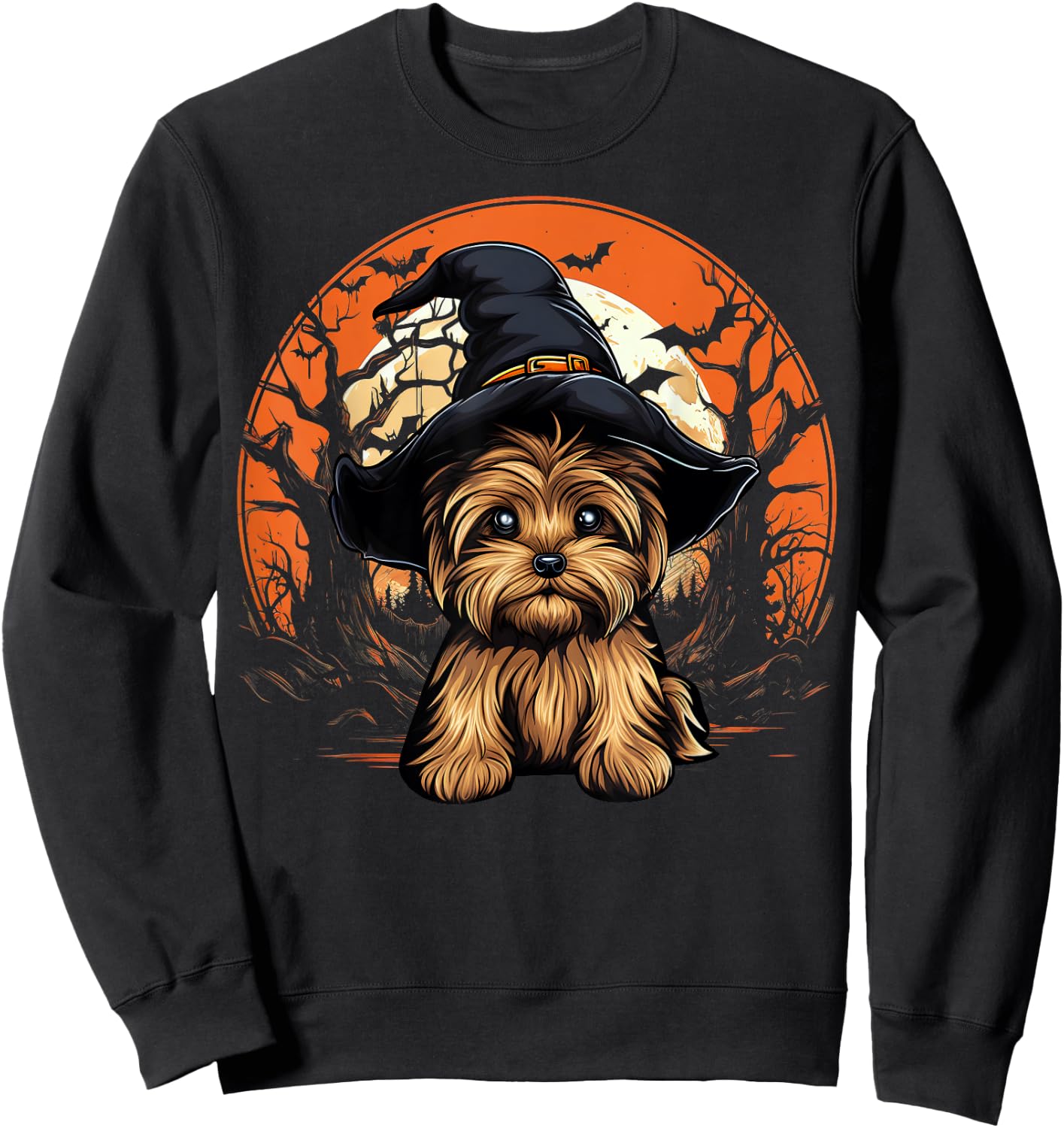 Yorkshire Terrier Dog Lover Halloween Spooky Ghost Costume Sweatshirt - Sweatshirt | Black