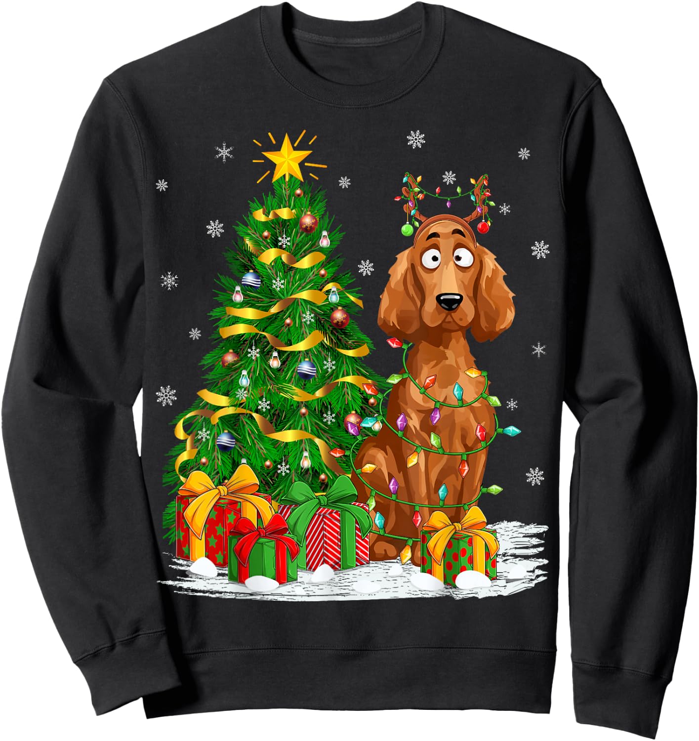 Irish Setter Dog Lover Xmas Lighting Irish Setter Christmas Sweatshirt - Sweatshirt | Black