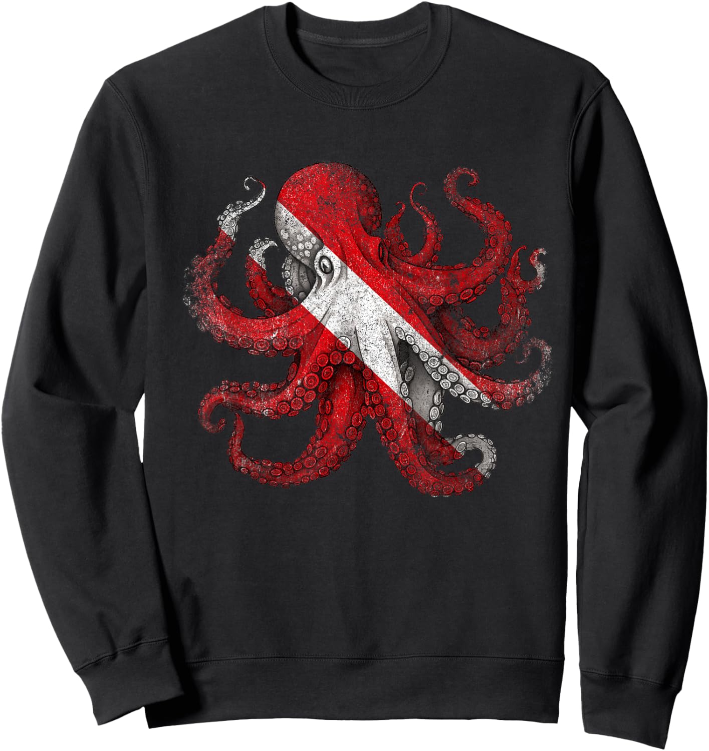 Octopus Scuba Kraken Dive Diving Flag Sweatshirt - Sweatshirt | Black