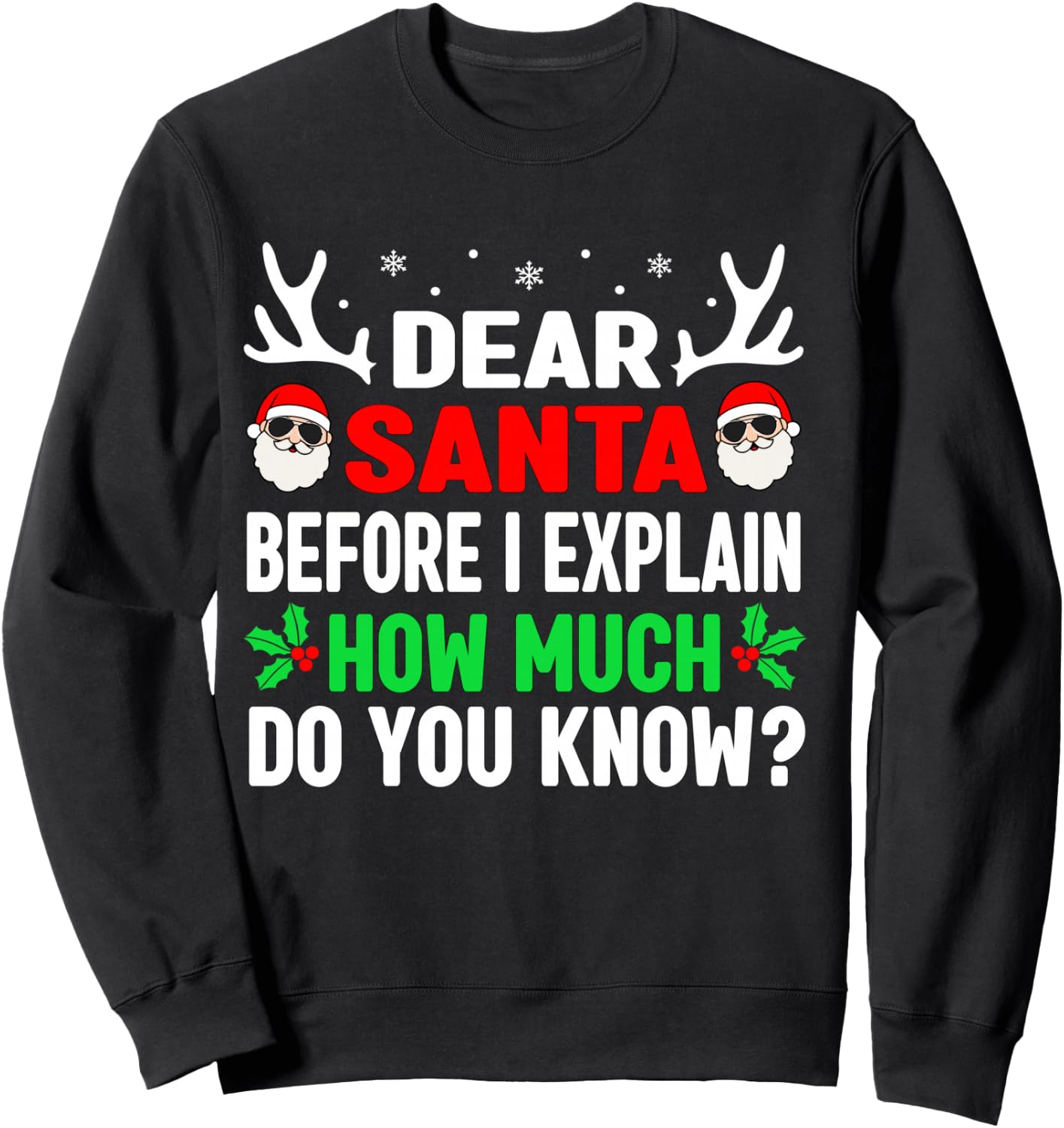 Funny Christmas Kids Adults Dear Santa I Can Explain Sweatshirt - Sweatshirt | Black