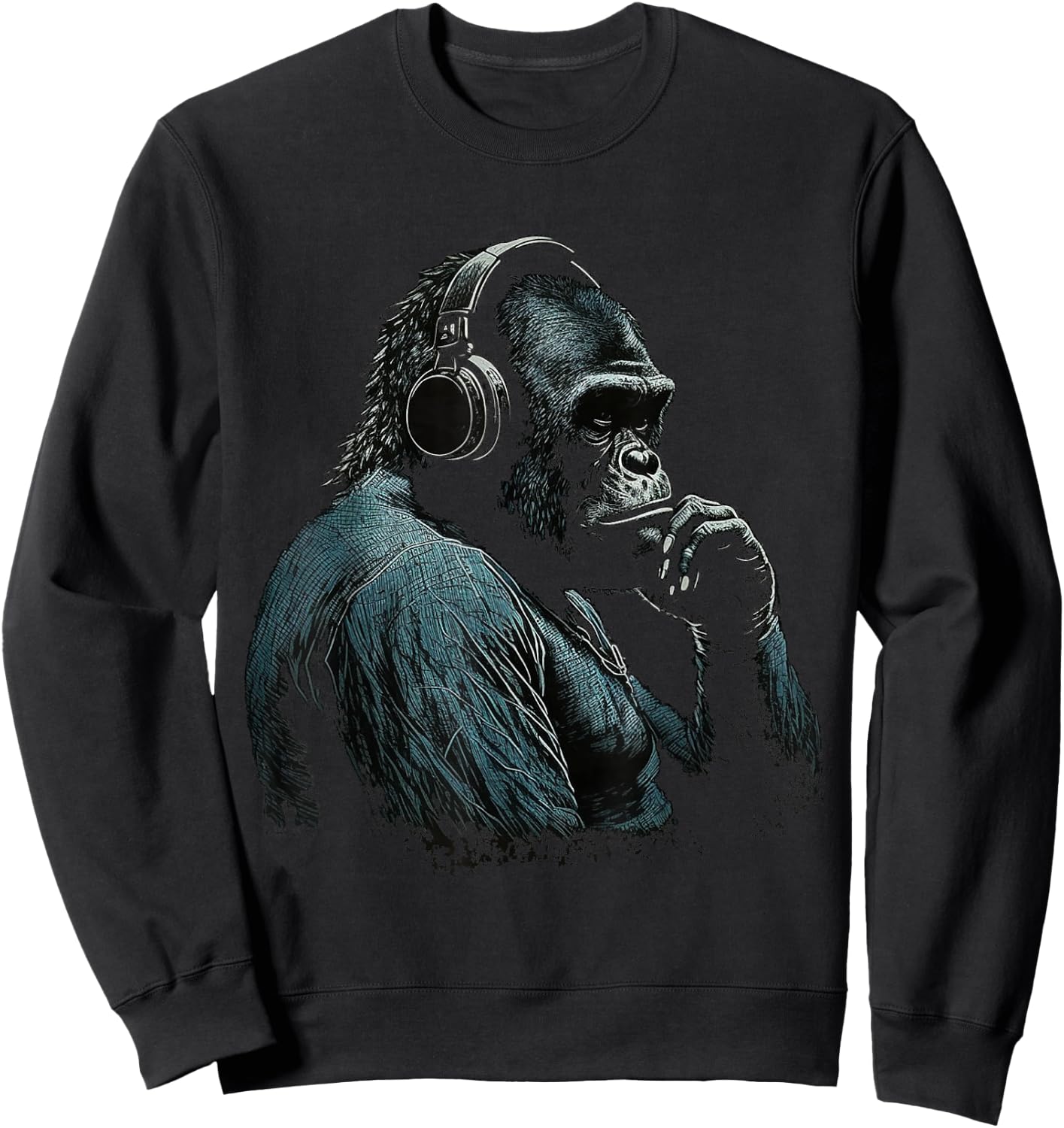 Gorilla Music Artwork Monkey Art Animal Sweatshirt - Sweatshirt | Black