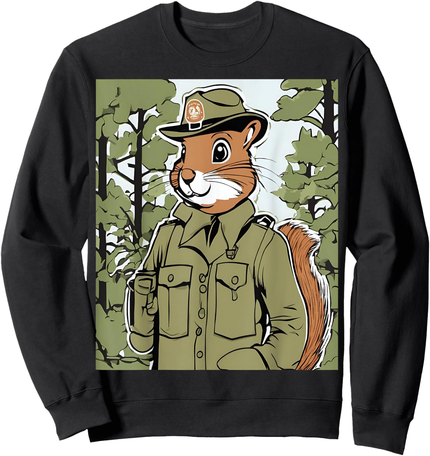 Squirrel Park Ranger Forest Protector Wildlife Sweatshirt - Sweatshirt | Black