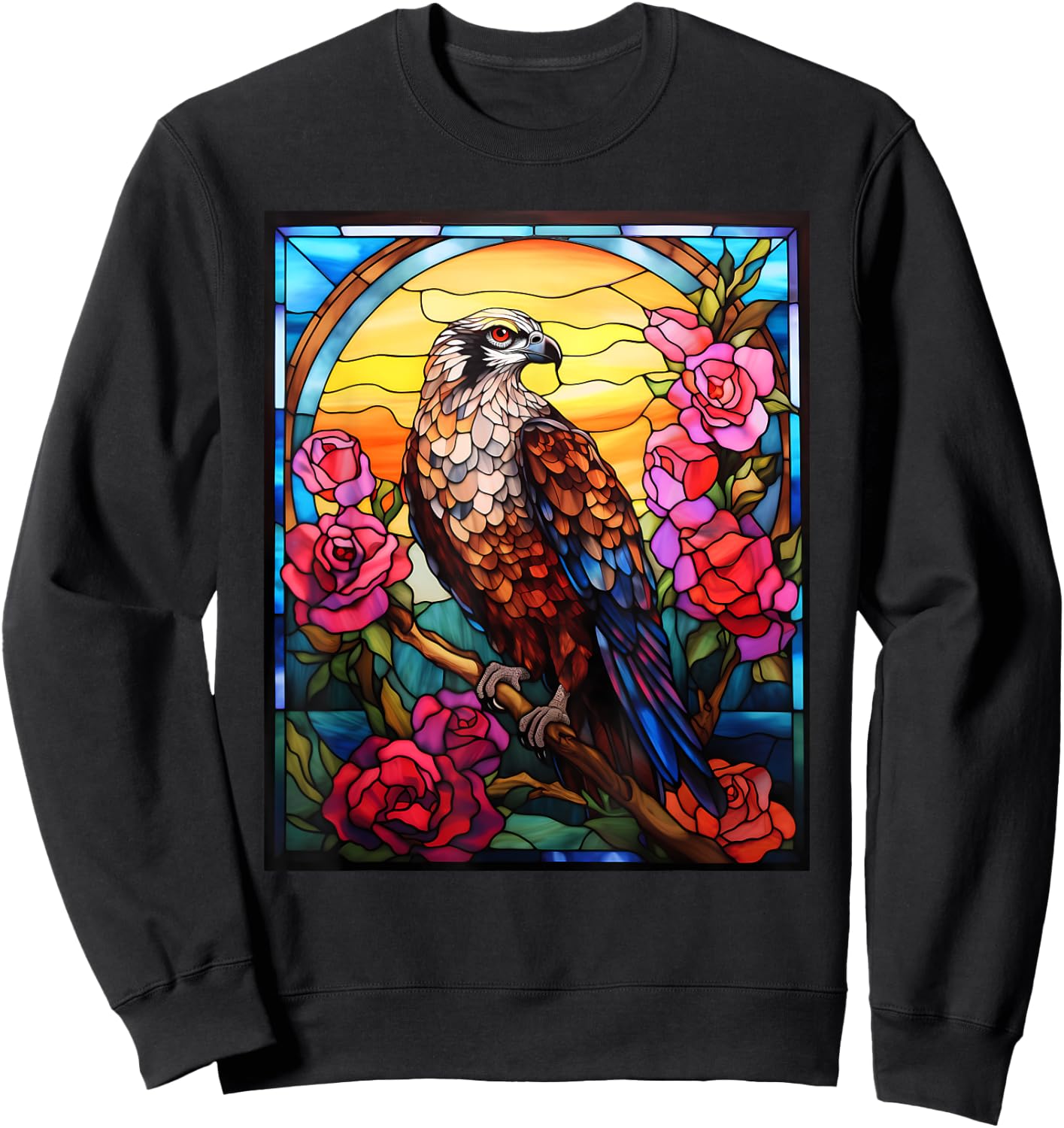 Stained Glass Style Osprey Sweatshirt - Sweatshirt | Black