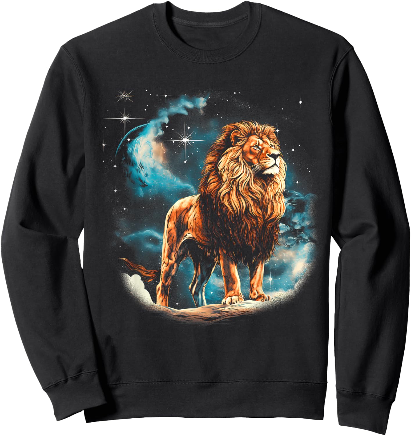 Starry Sky Proud Lion Male Sweatshirt - Sweatshirt | Black