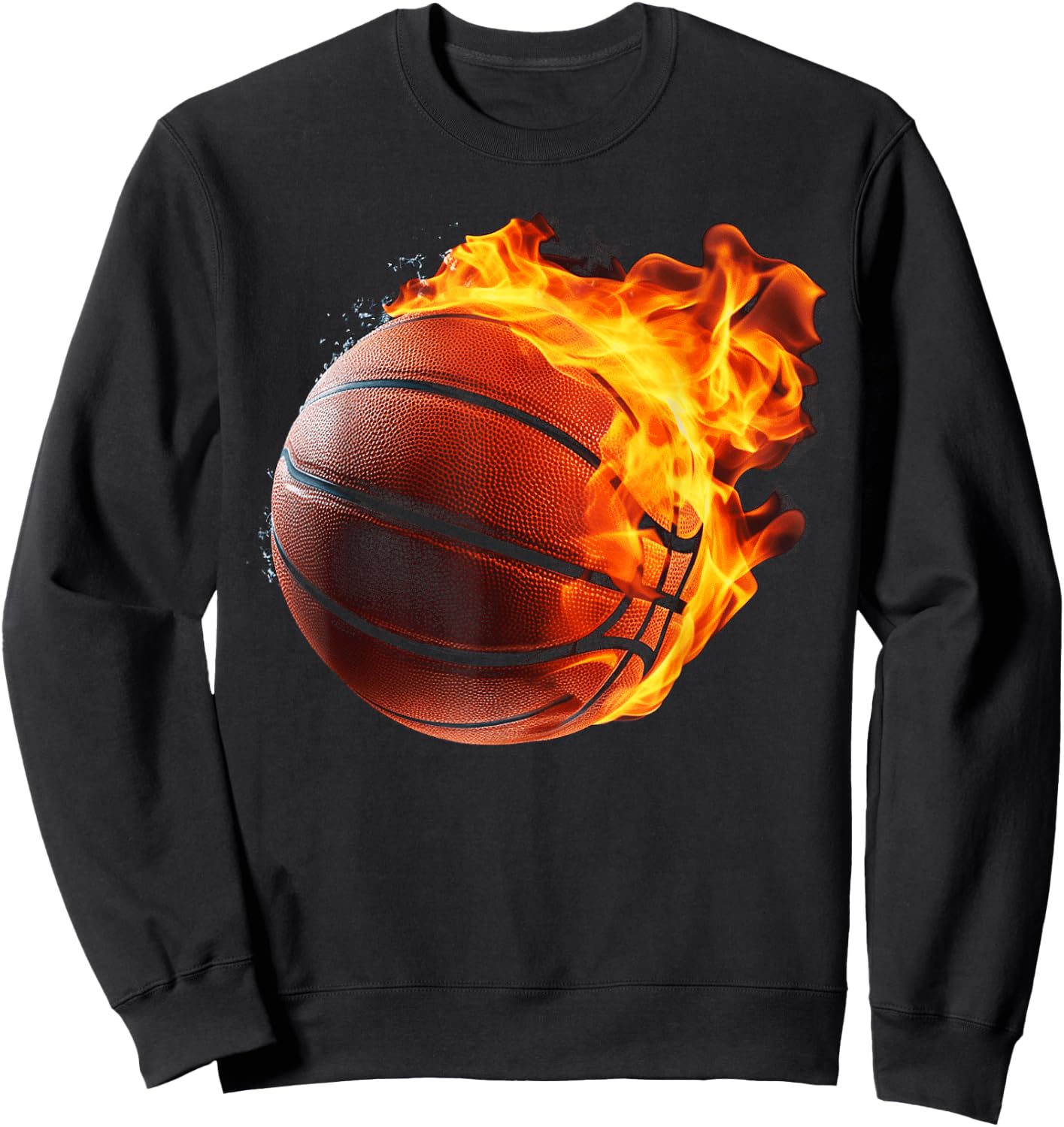 Fire Basketball Ball Flaming Basketball Player Sweatshirt - Sweatshirt | Black
