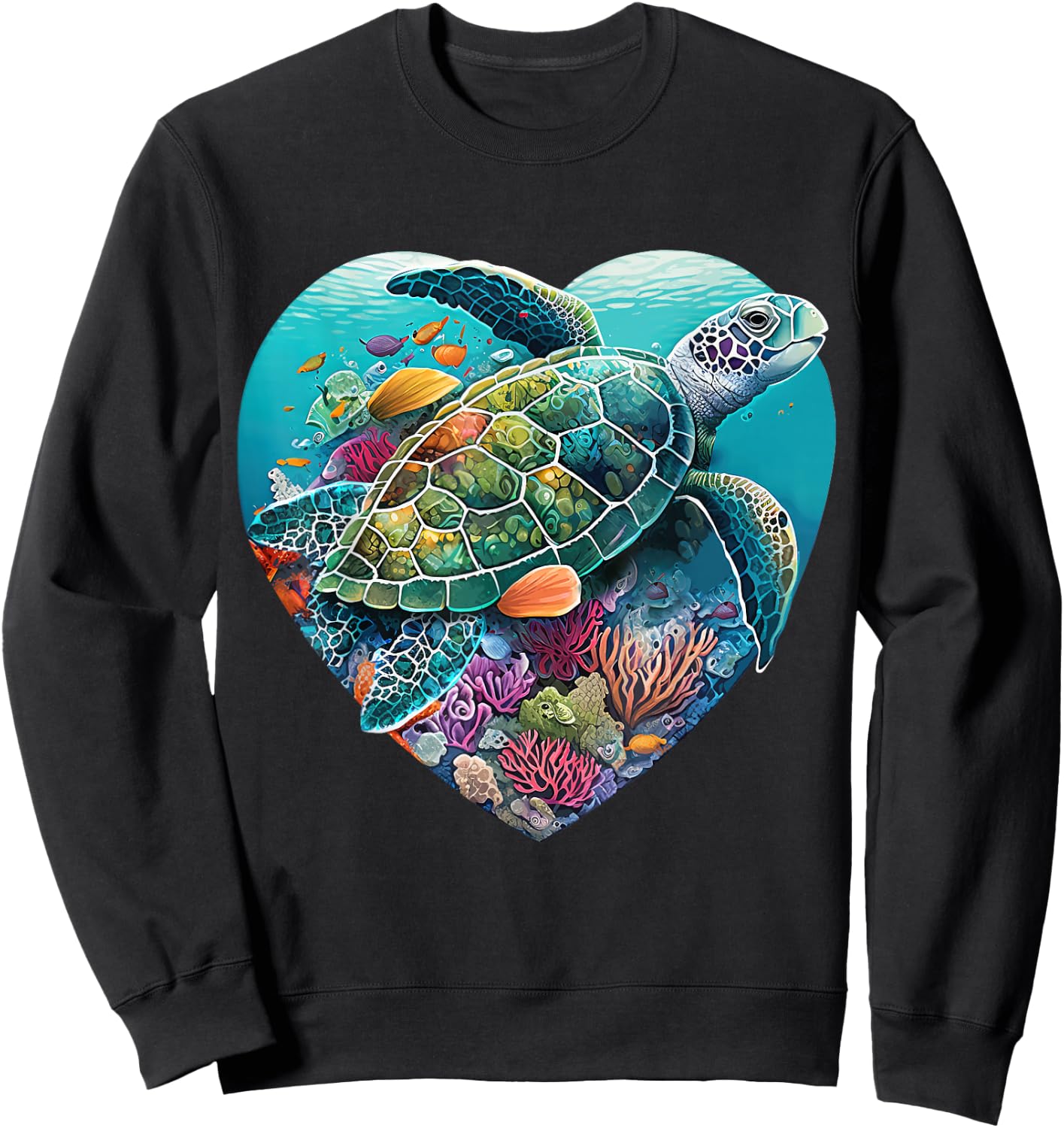 Sea Turtle Beach Lover Ocean Animal Graphic Novelty Sweatshirt - Sweatshirt | Black