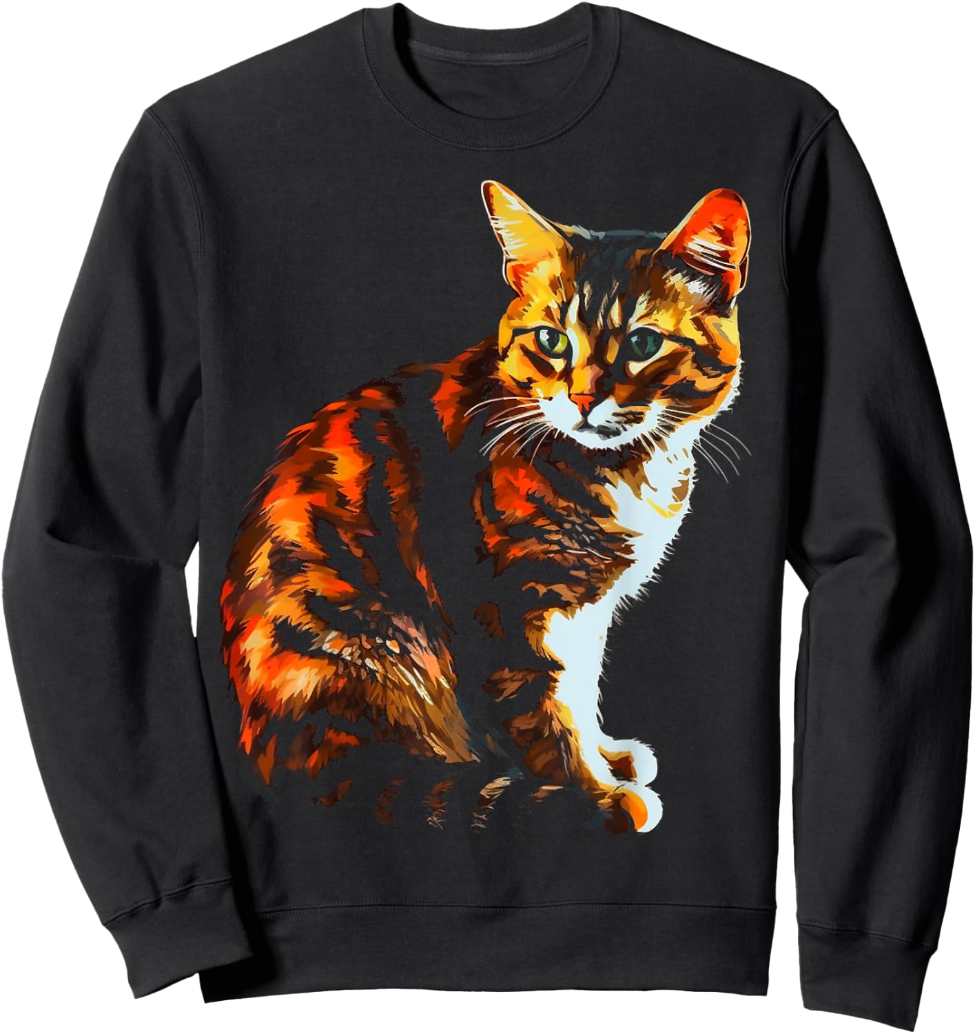 Cat Art - Pet Cat Motif Animal Cat Women Kids Sweatshirt - Sweatshirt | Black