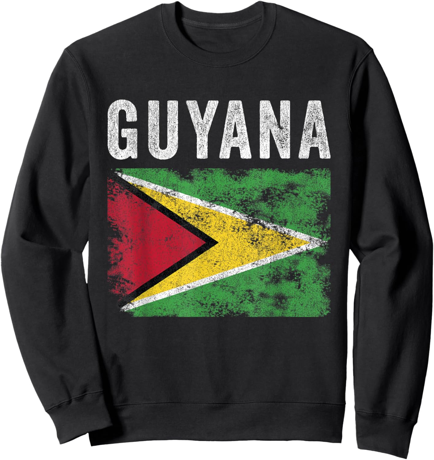 Guyana Flag Distressed - Men Women Kids - Guyanese Flag Sweatshirt - Sweatshirt | Black
