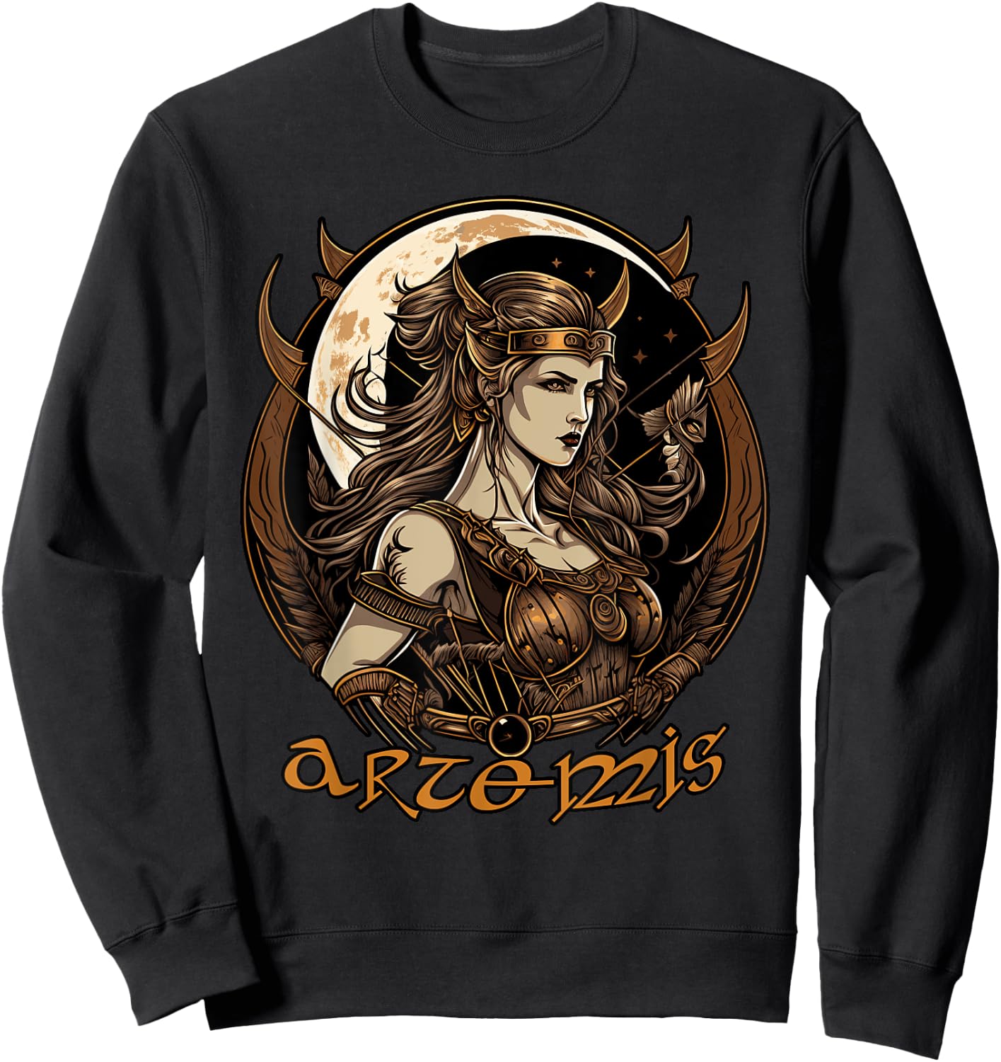 Greek Goddess Artemis Ancient Greece Deities - -Adults - Black - Small - Short Sleeve - - Regular Fit - Cotton 65%, Polyester 35% Sweatshirt - Sweatshirt | Black