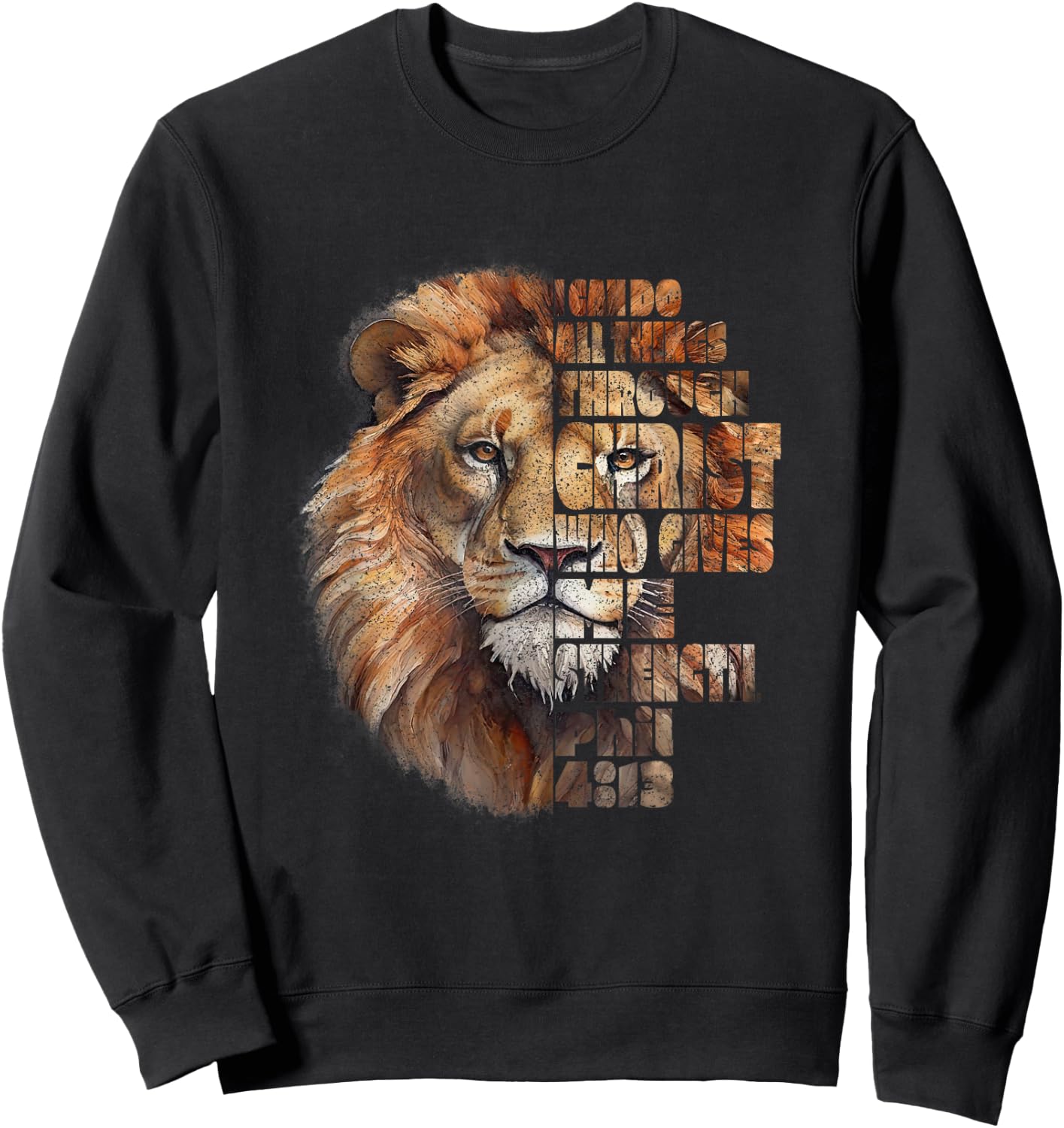 Philippians 4:13 Lion of Judah Sweatshirt - Sweatshirt | Black