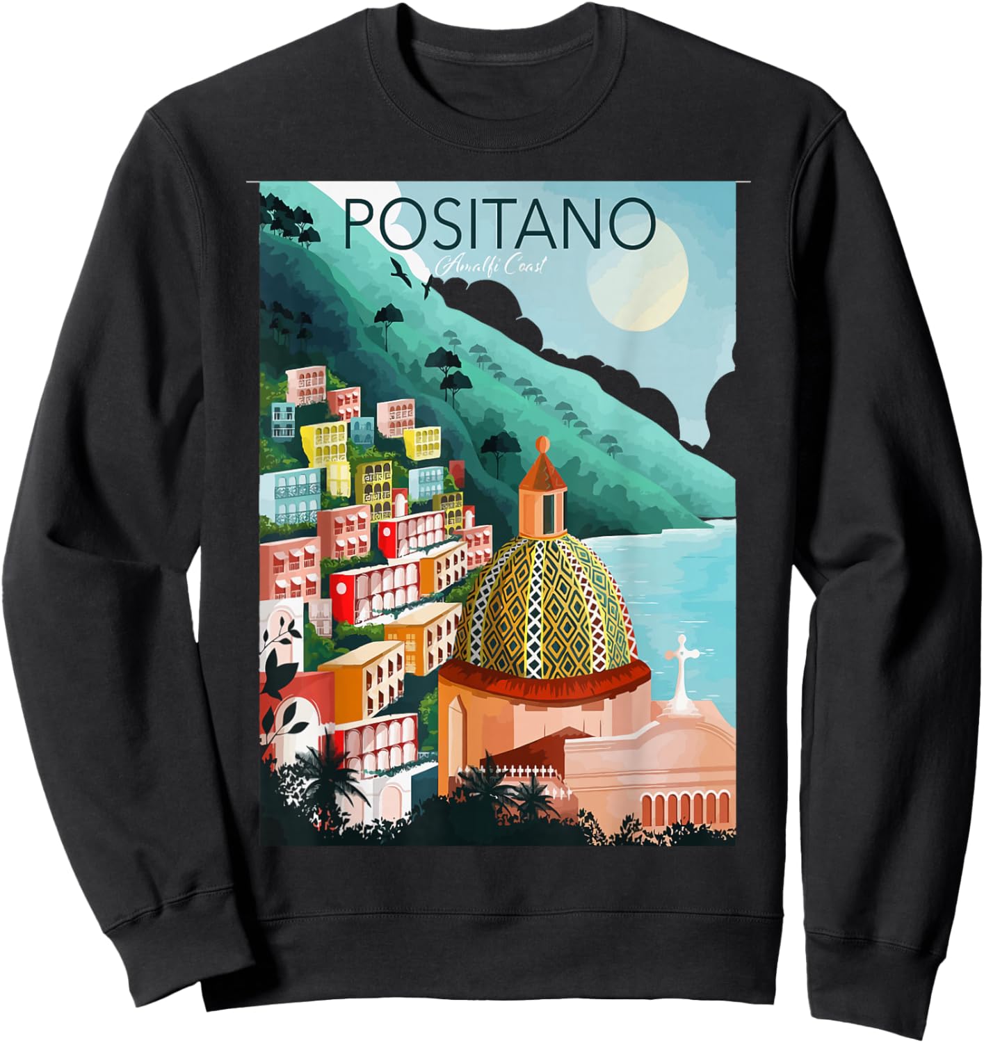 Amalfi Coast Positano Italy Sweatshirt - Sweatshirt | Black