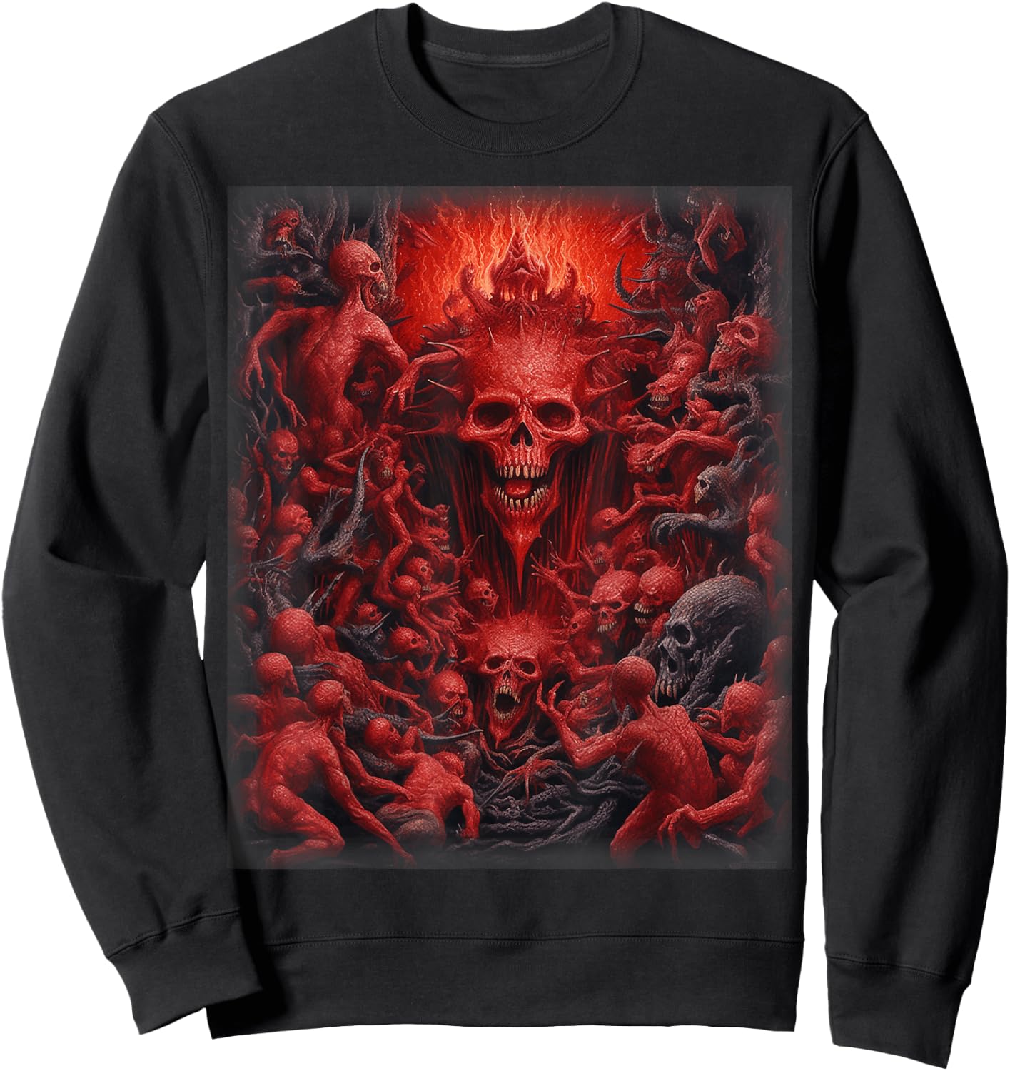 Visions of Hell | Satan Devils Demons Monster Skeleton Skull Sweatshirt - Sweatshirt | Black