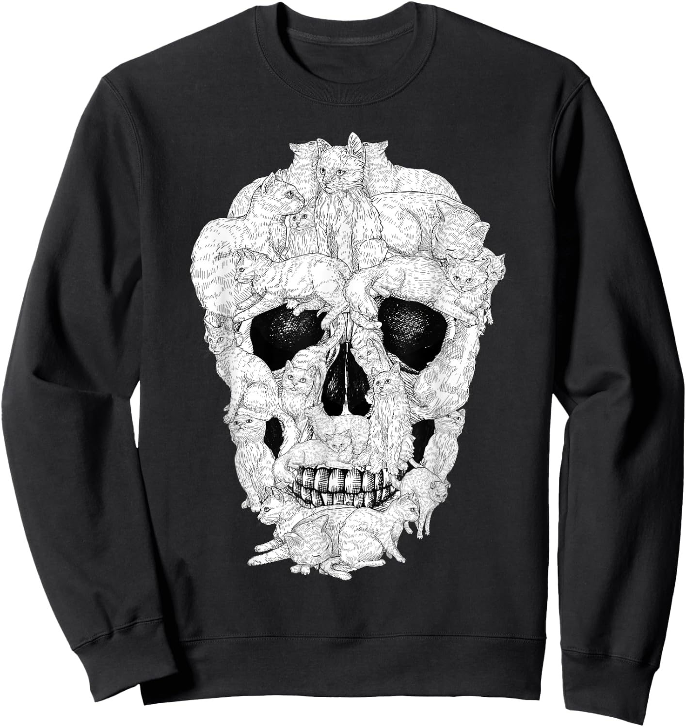 Best Cat Skull Women Halloween Skeleton Cat Lover Sweatshirt - Sweatshirt | Black