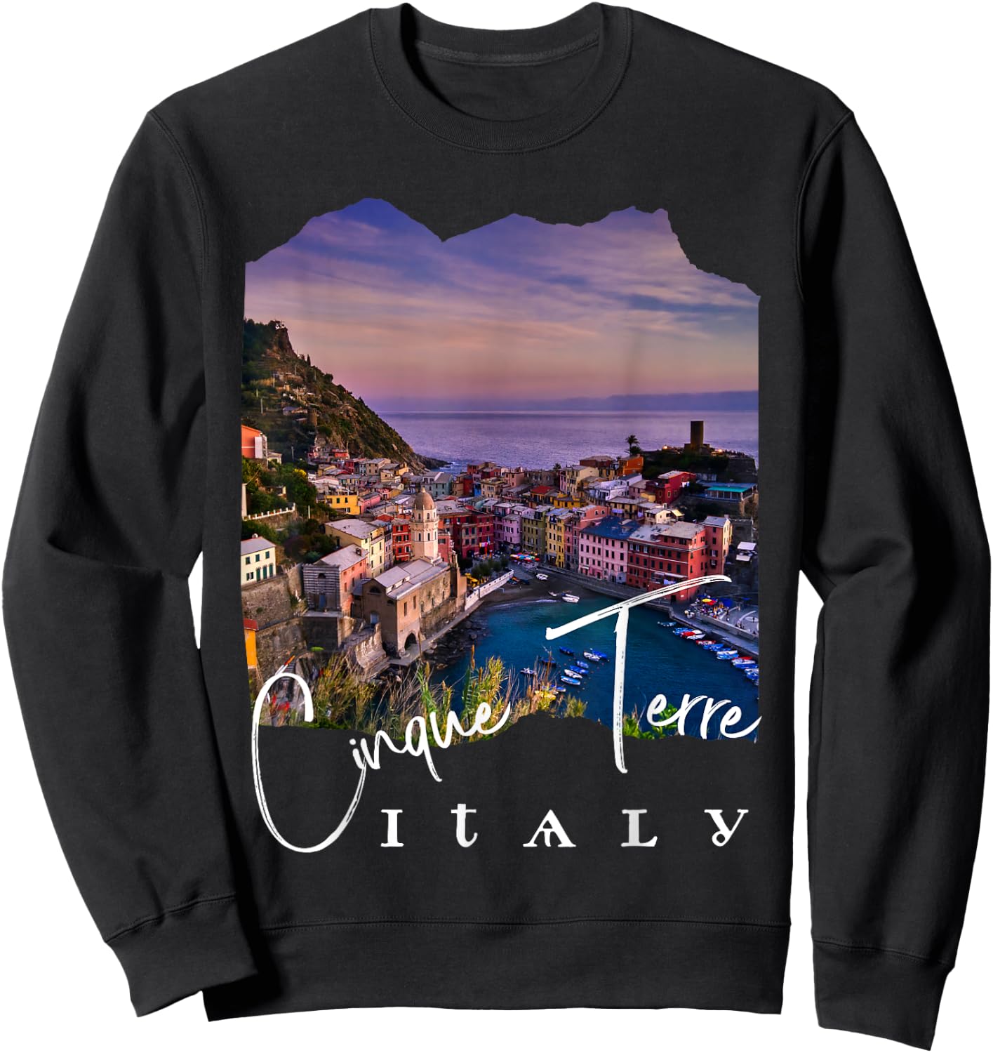 Cinque Terre At Night Cinque Terre Souvenir Sweatshirt - Sweatshirt | Black