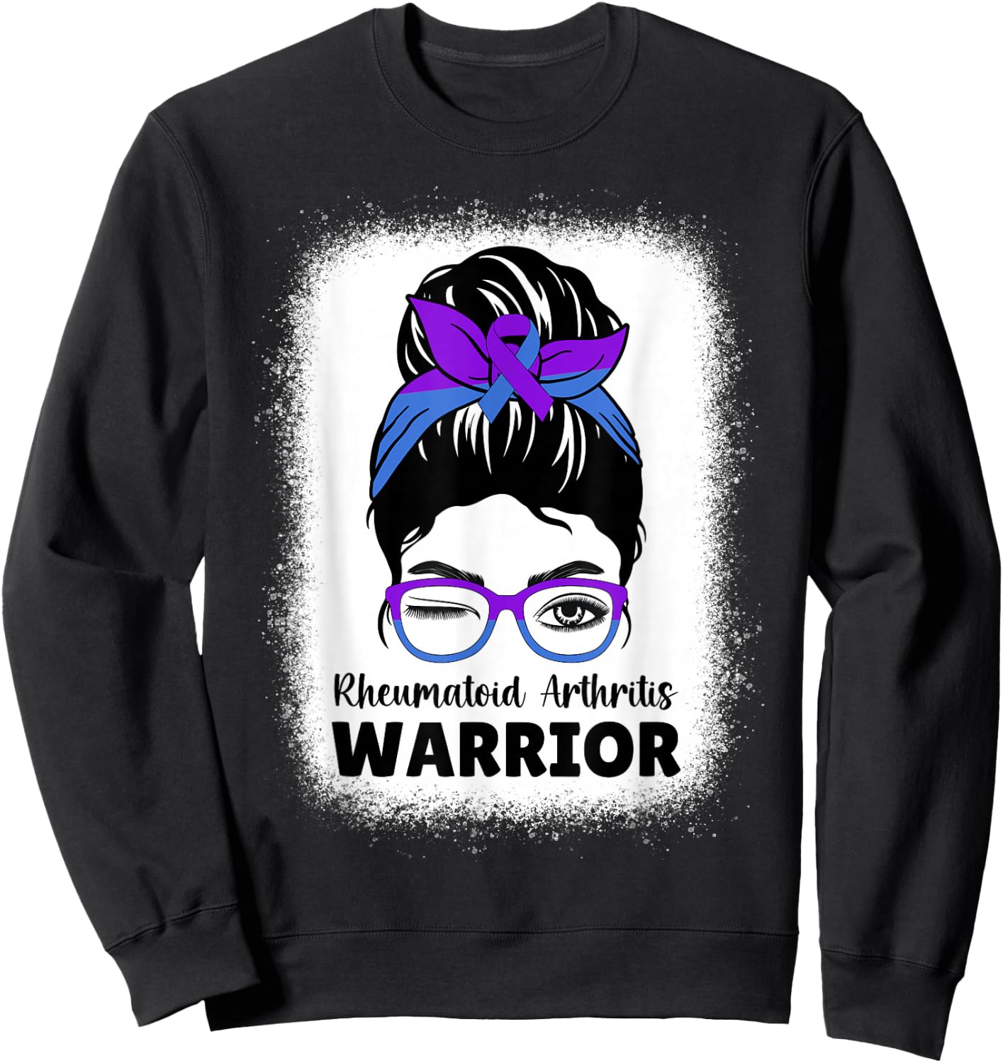 RA Rheumatoid Arthritis Awareness Warrior Women Messy Bun Sweatshirt - Sweatshirt | Black