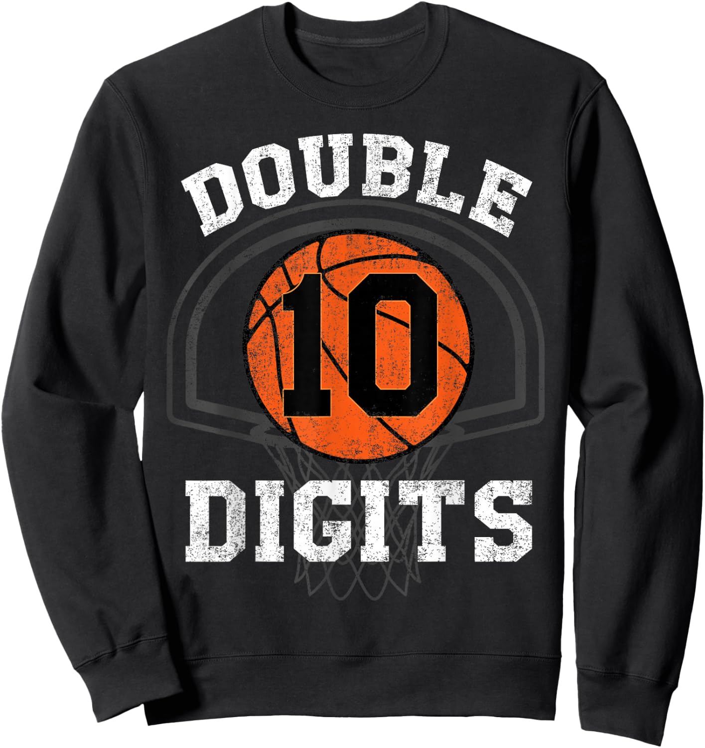 Double Digits 10th Birthday Decorations Boy Basketball Bday Sweatshirt - Sweatshirt | Black