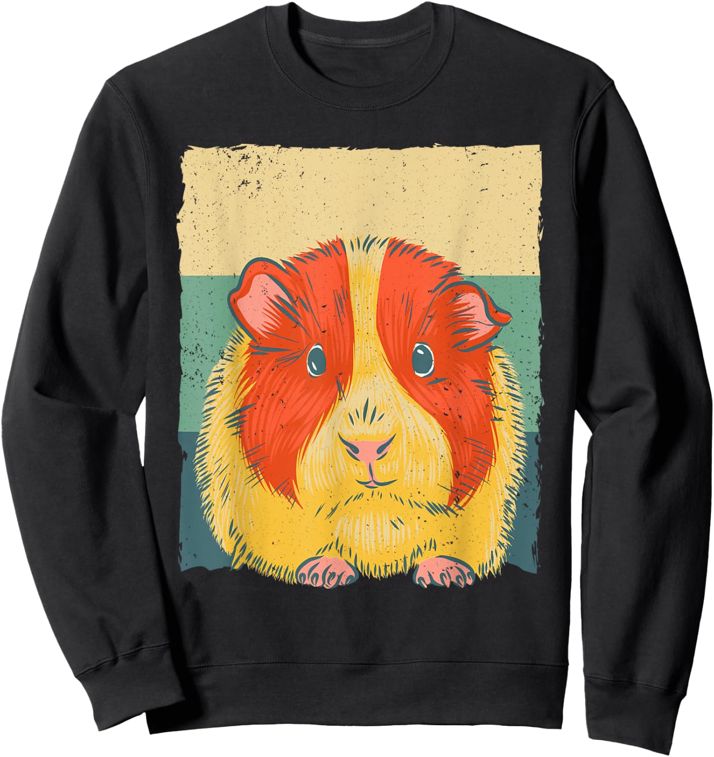 Cute Guinea Pig Design Women Kids Vintage Guinea Pig Sweatshirt - Sweatshirt | Black