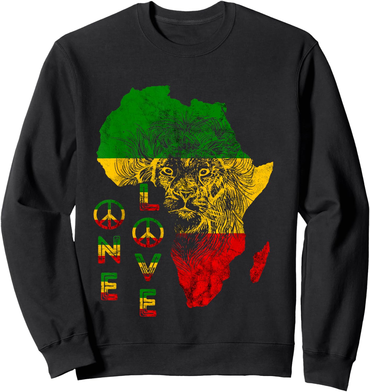One Pride Love Lion Rasta Reggae Africa Map Lion Of Judah Sweatshirt - Sweatshirt | Black