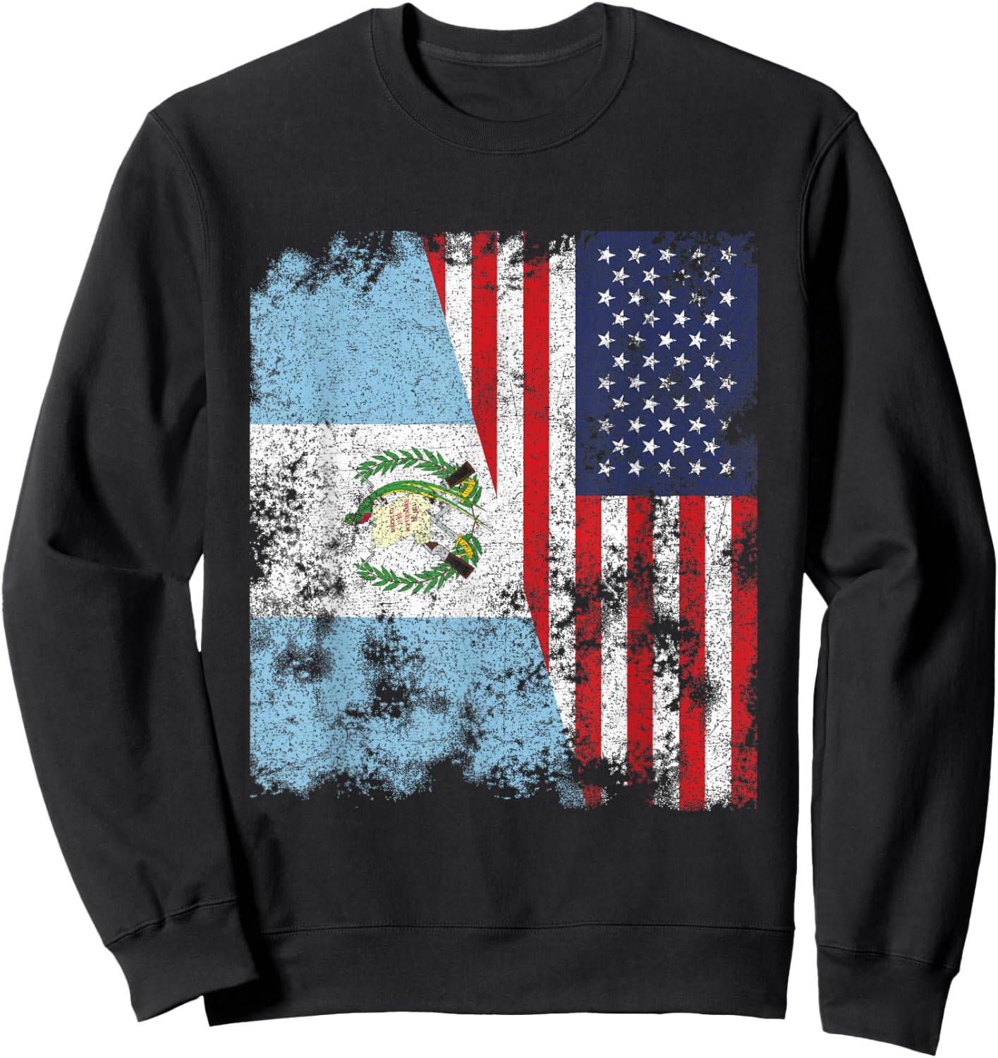 Guatemala USA Flag Distressed - Half American Kids Men Sweatshirt - Sweatshirt | Black