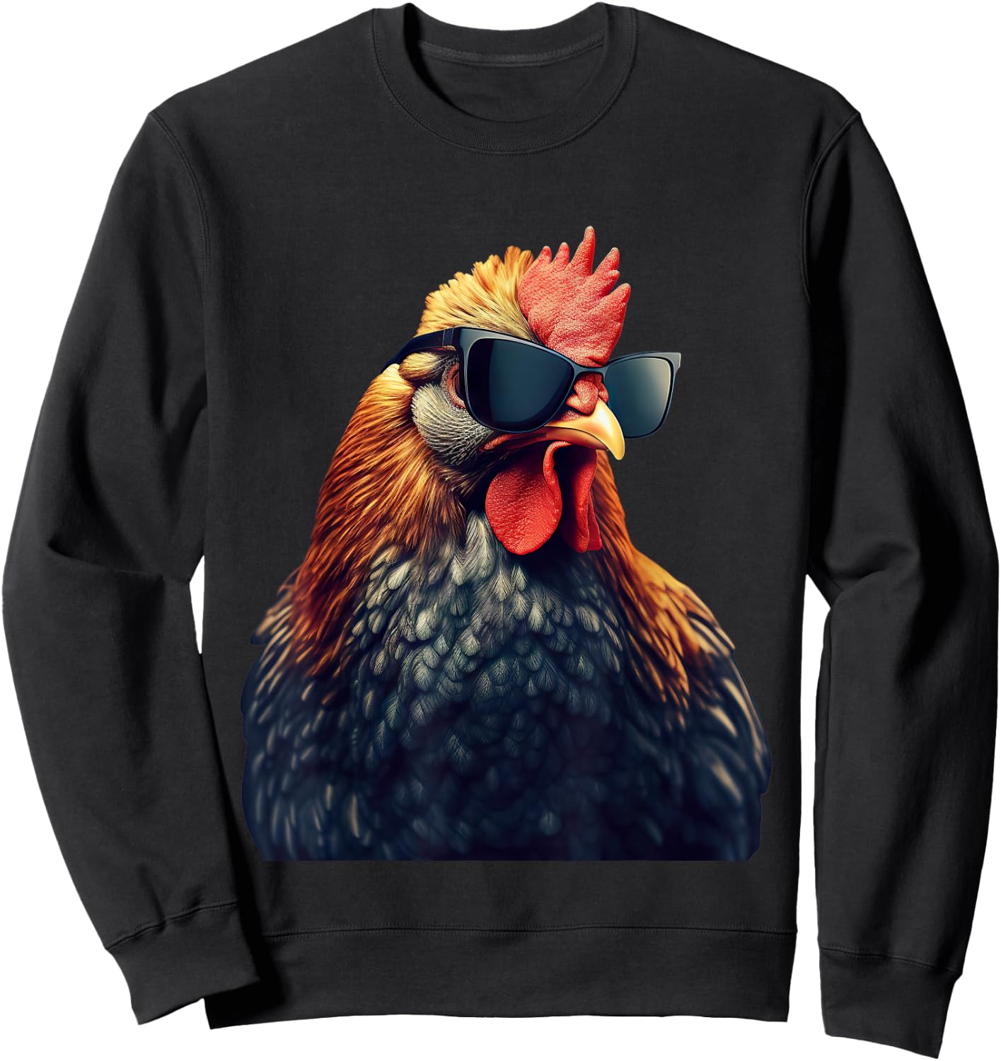 Retro Vintage Chicken Cool Rooster Wearing Sunglasses Sweatshirt - Sweatshirt | Black