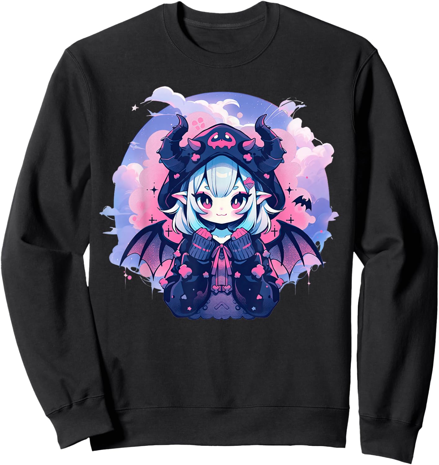 Anime Demon Girl Kawaii Succubus Pastel Goth Cute Witchcraft Sweatshirt - Sweatshirt | Black