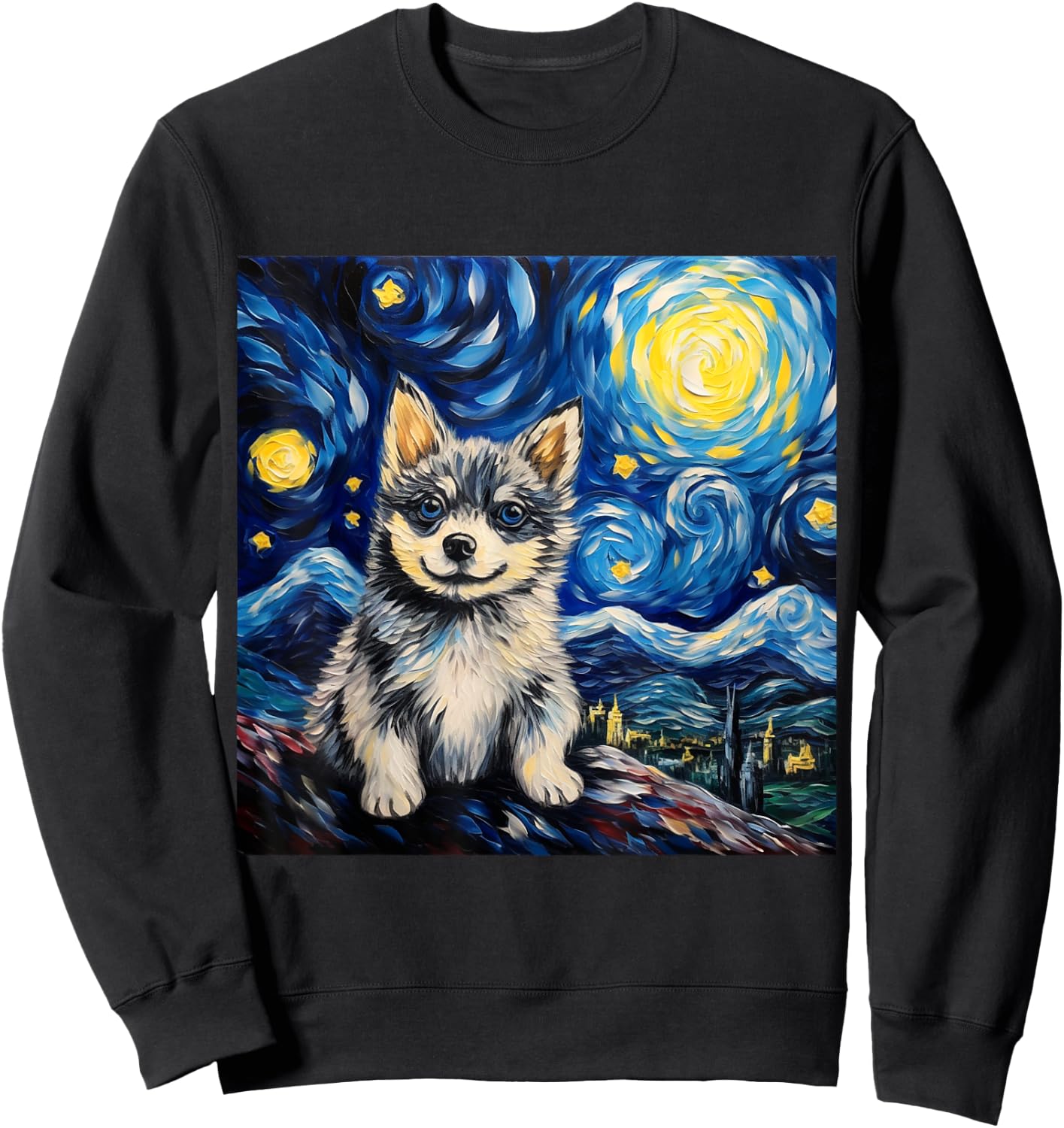 Starry Night Alaskan Klee Kai - Alaskan Klee Kai Sweatshirt - Sweatshirt | Black