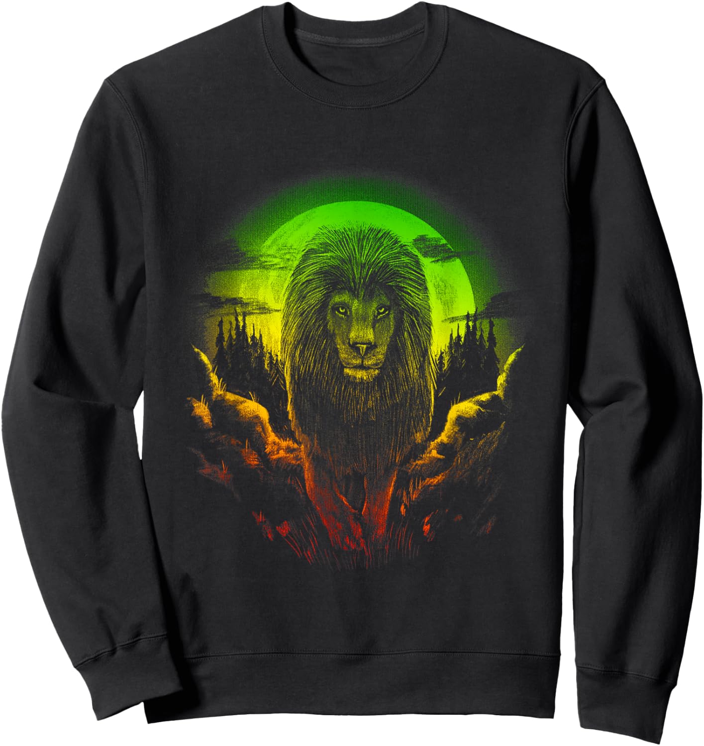 Rasta Reggae Lion Of Judah Jamaican Pride Rastafarian Lion Sweatshirt - Sweatshirt | Black