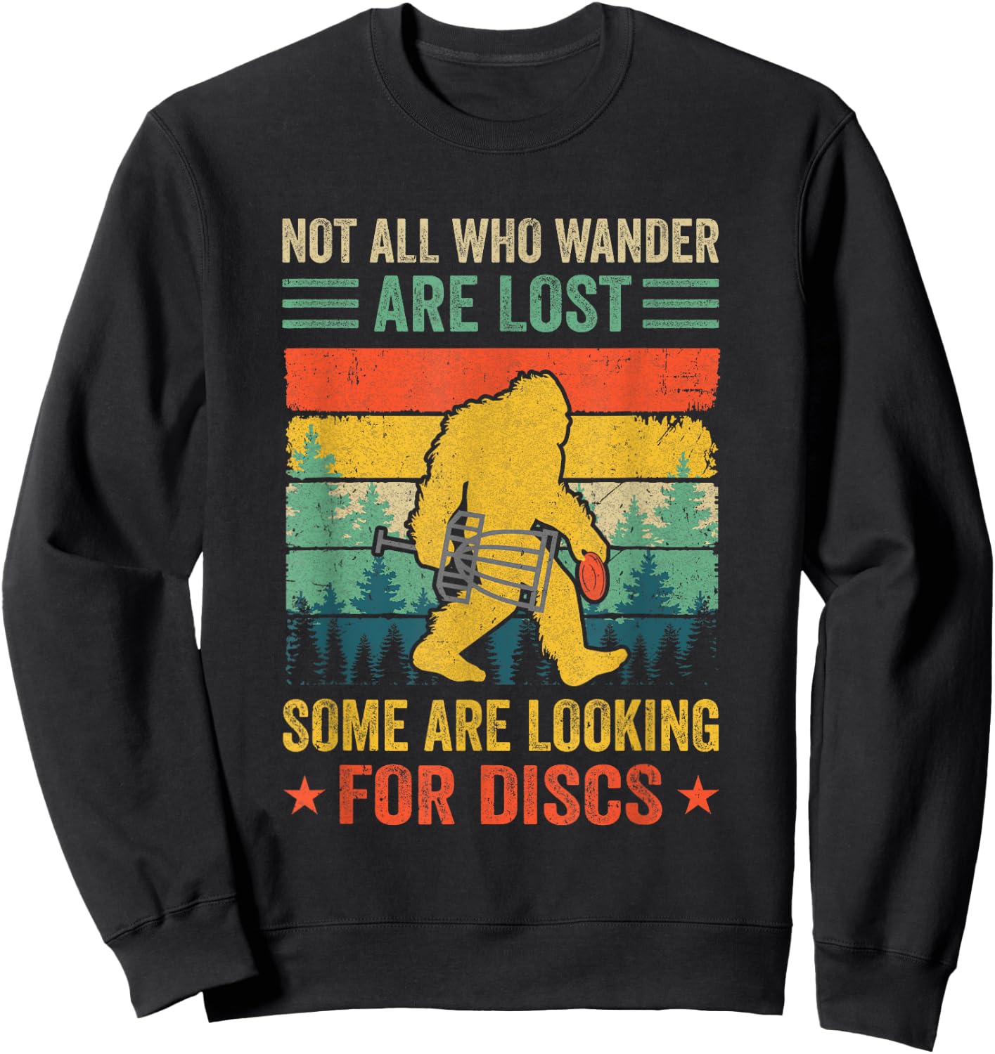 Funny Disc Golf Women Bigfoot Disc Golf Player Retro Sweatshirt - Sweatshirt | Black