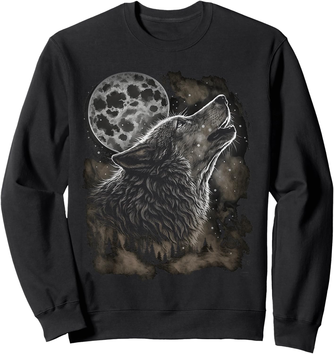 Wolves howling at moon wolf wild animal Sweatshirt - Sweatshirt | Black