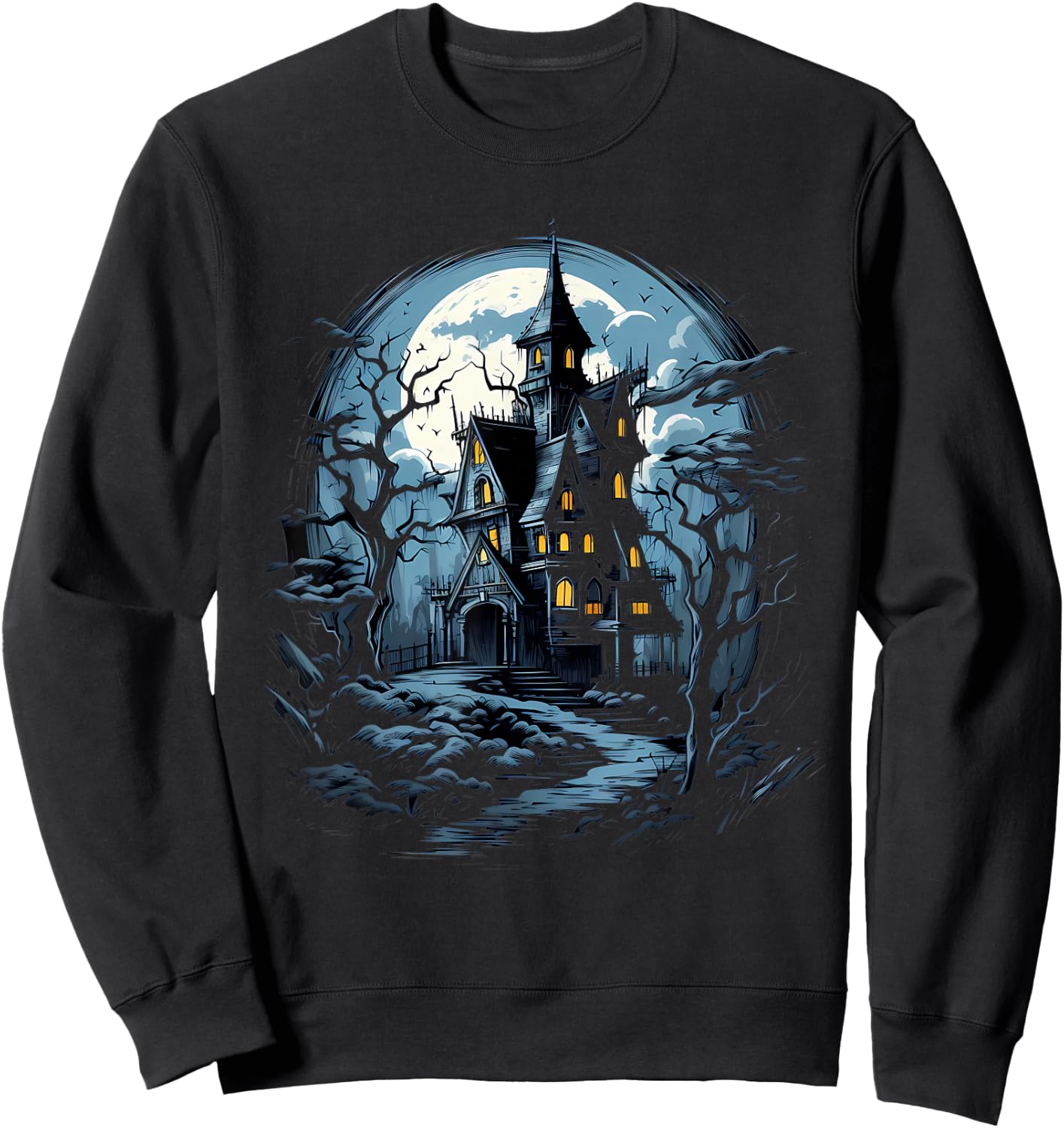 Haunted NIght Escape: Halloween House Intrigue Sweatshirt - Sweatshirt | Black