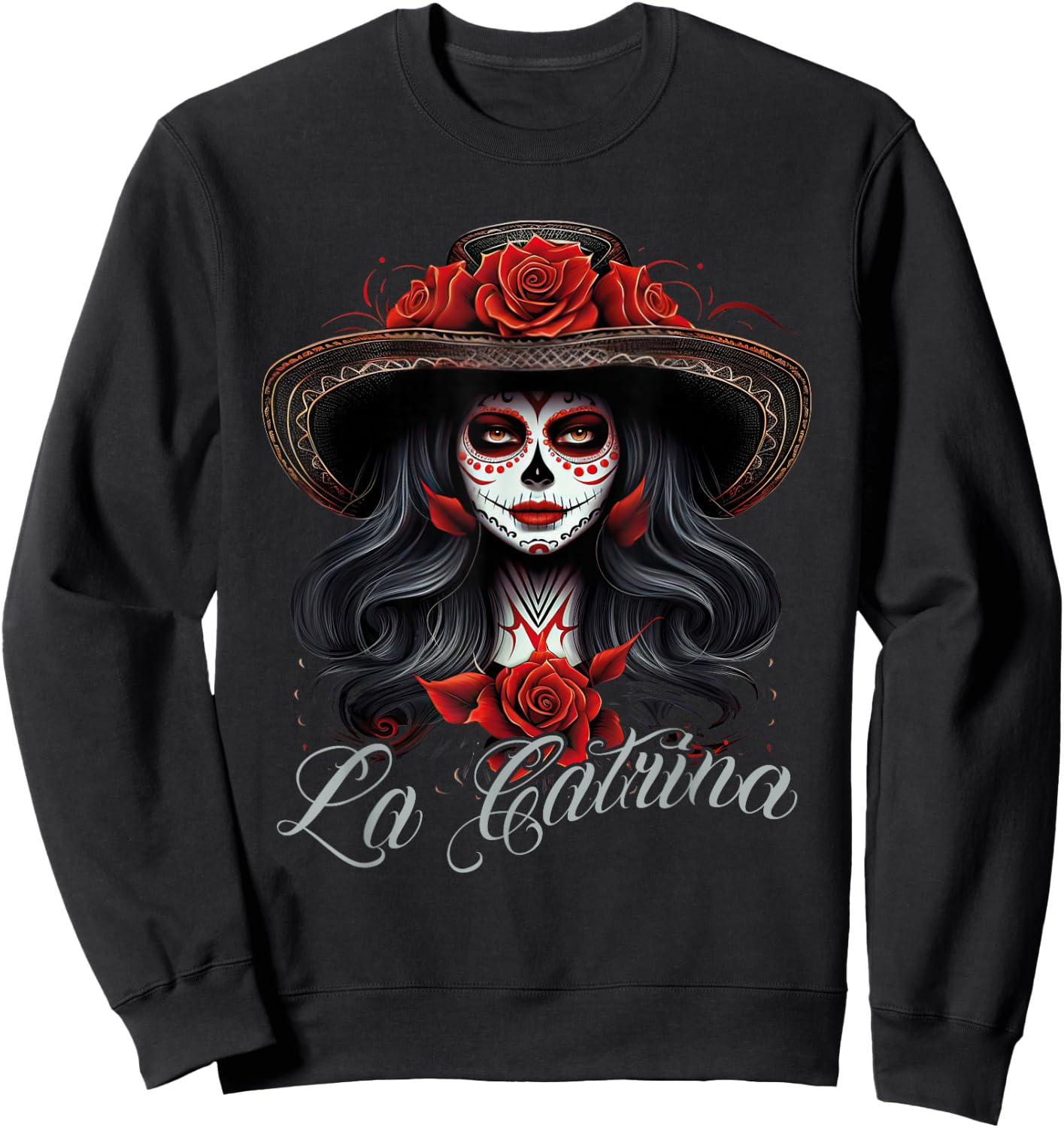 La Catrina Dress Stylish Day of the Dead Costume La Catrina Sweatshirt - Sweatshirt | Black