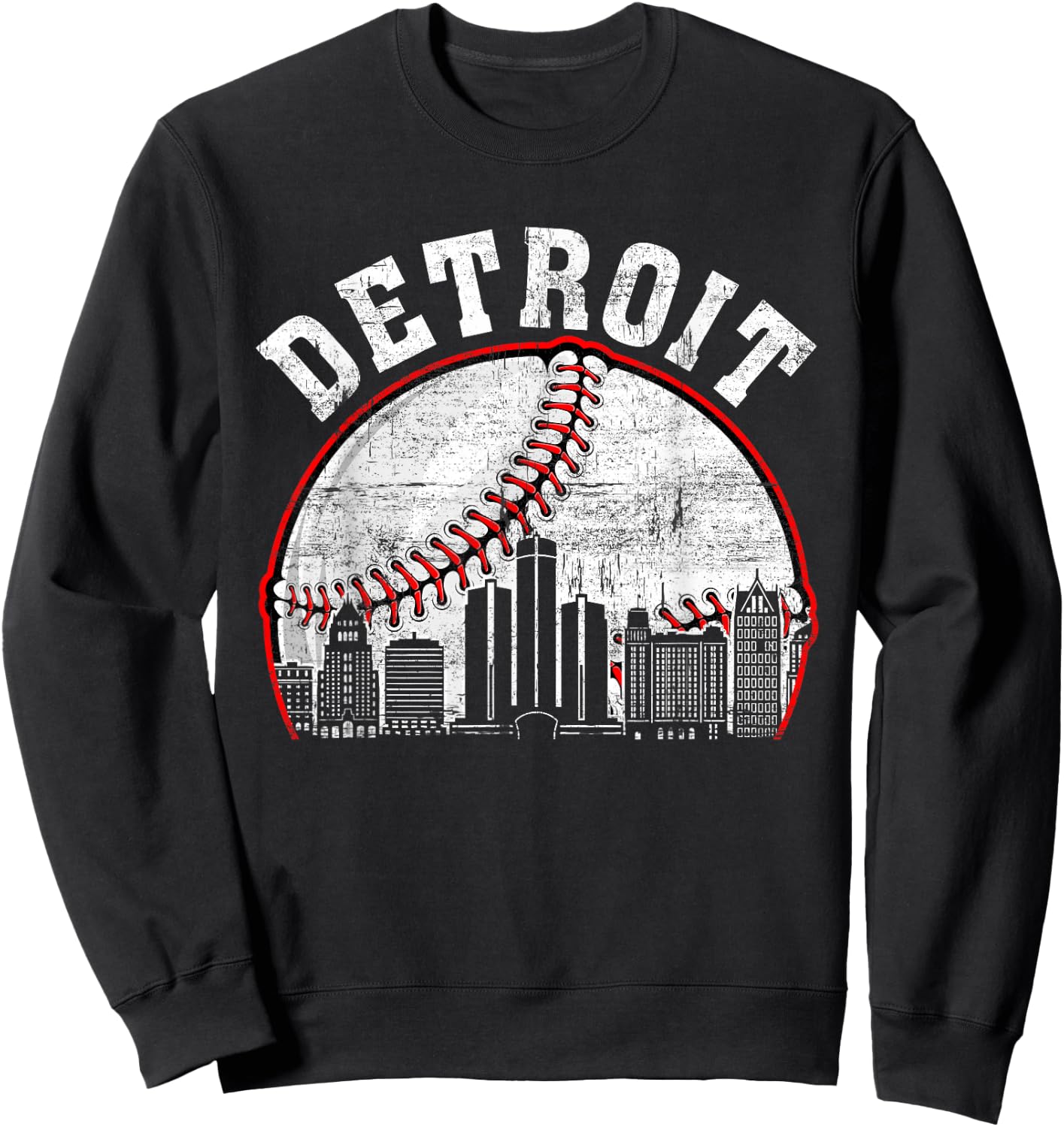 Detroit Vintage Baseball Lover Player Women Sweatshirt - Sweatshirt | Black