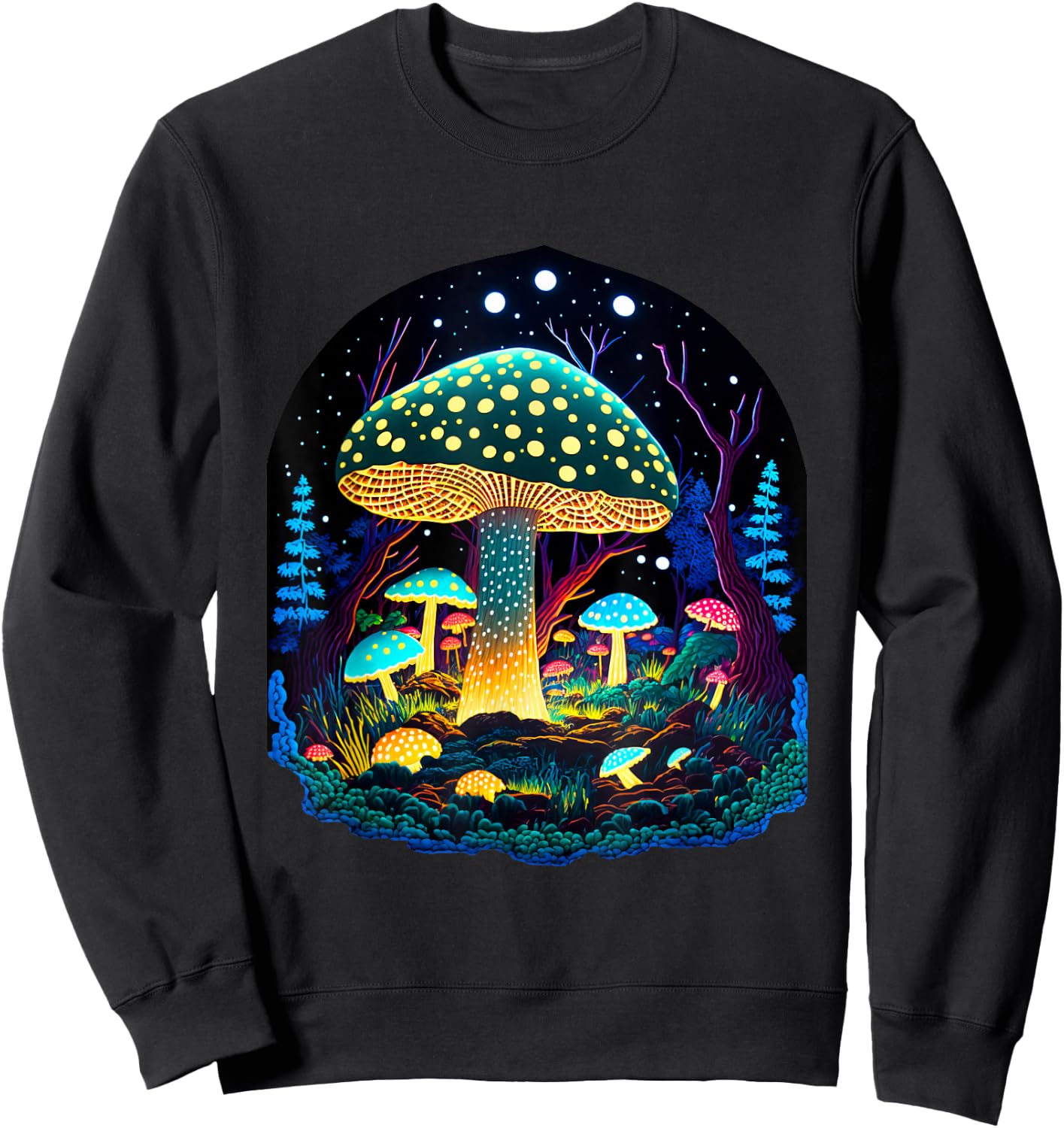 Mushroom Whisperer Colorful Fungi Design Sweatshirt - Sweatshirt | Black