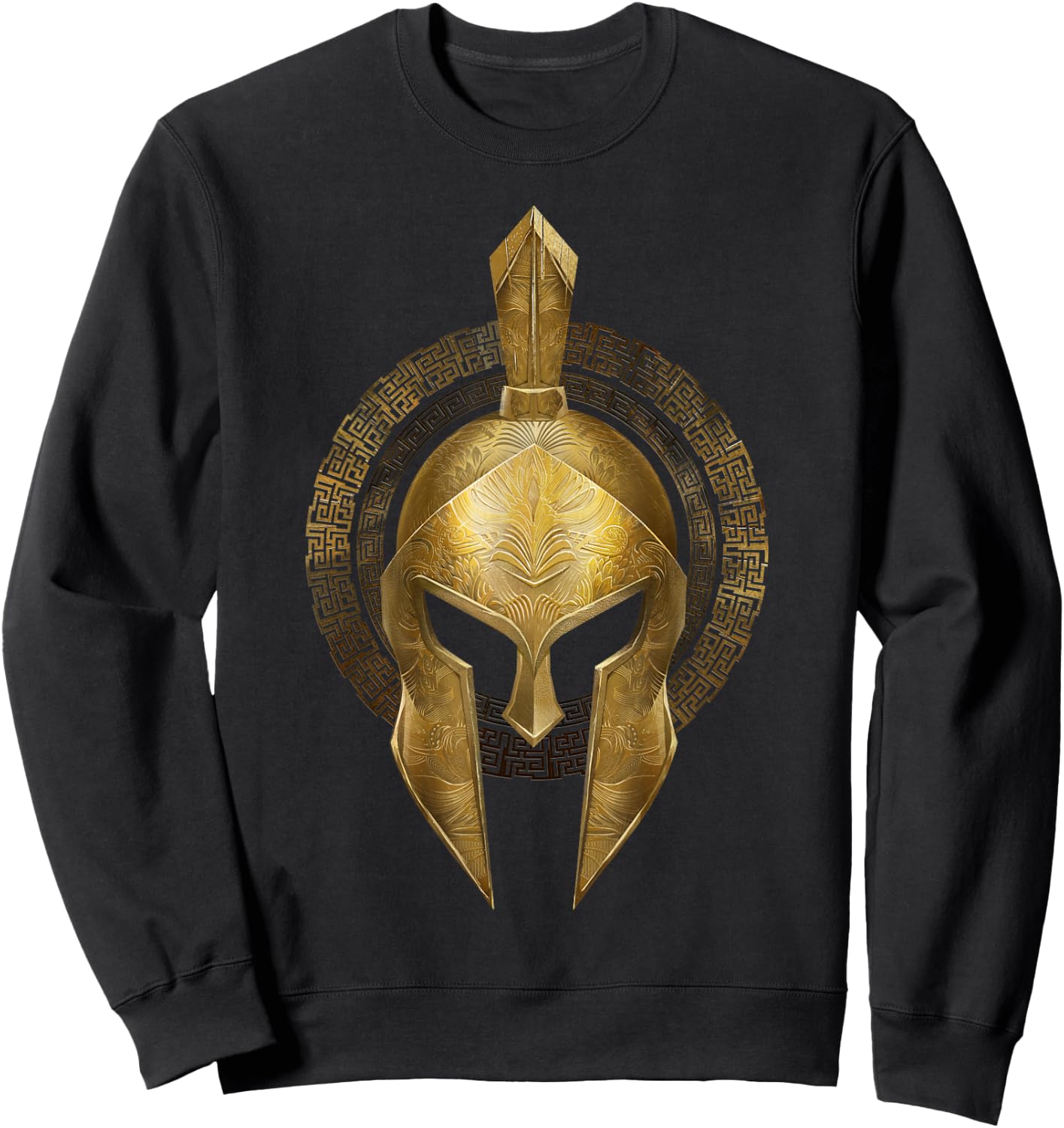 Spartan Helmet Warrior Gold Gladiator Sparta Greek Gym Sweatshirt - Sweatshirt | Black