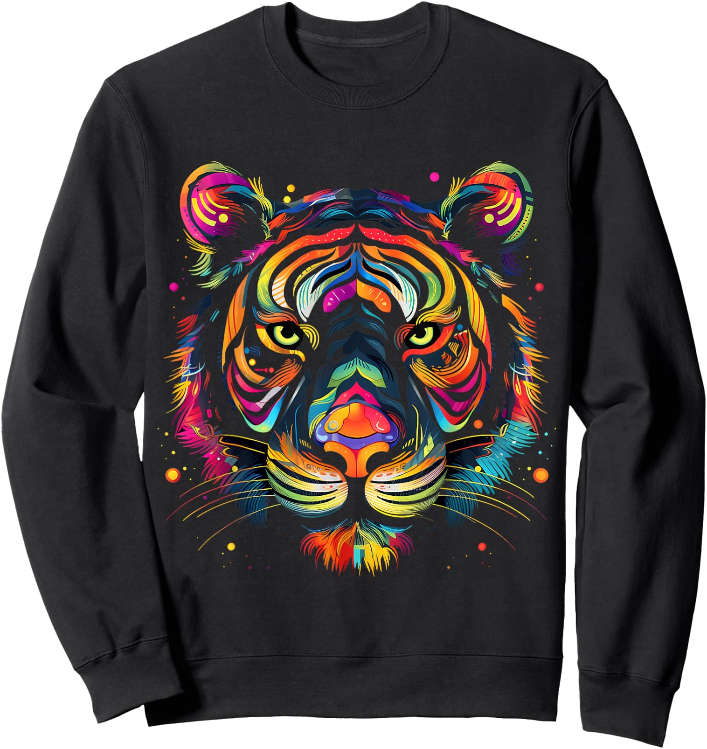Colorful Tiger Face Wild Animal Art Cool Big Cats Black Sweatshirt - Sweatshirt | Black