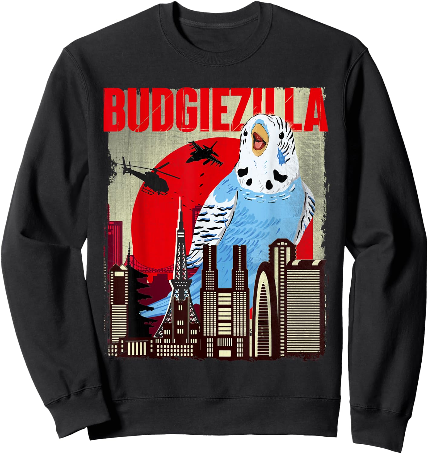 Budgiezilla - Parakeet Budgie Budgerigar Bird Lover Sweatshirt - Sweatshirt | Black