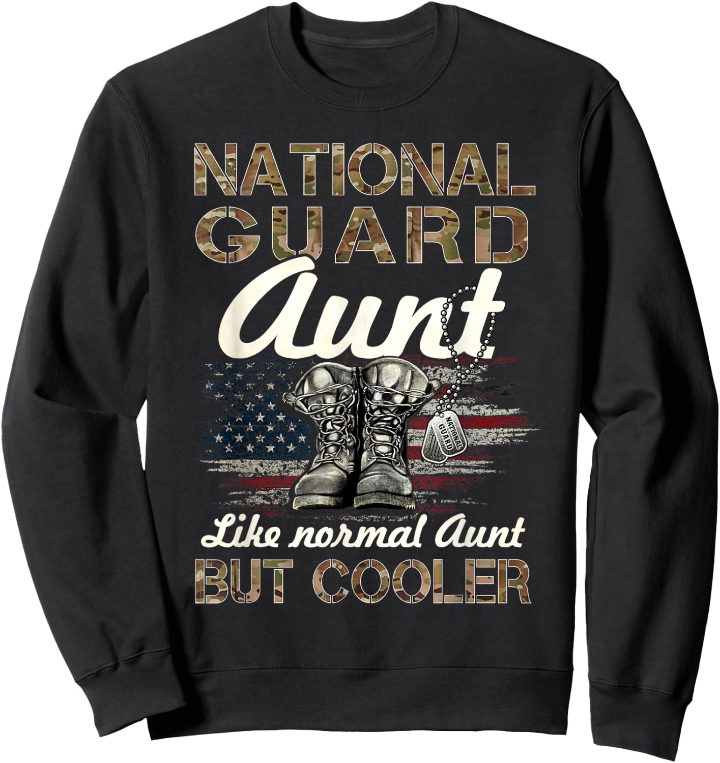 National Guard Aunt Proud Aunt Military Matching Gift - Black, -Adults, Small, Short Sleeve, Regular Fit, Cotton 100% Sweatshirt - Sweatshirt | Black