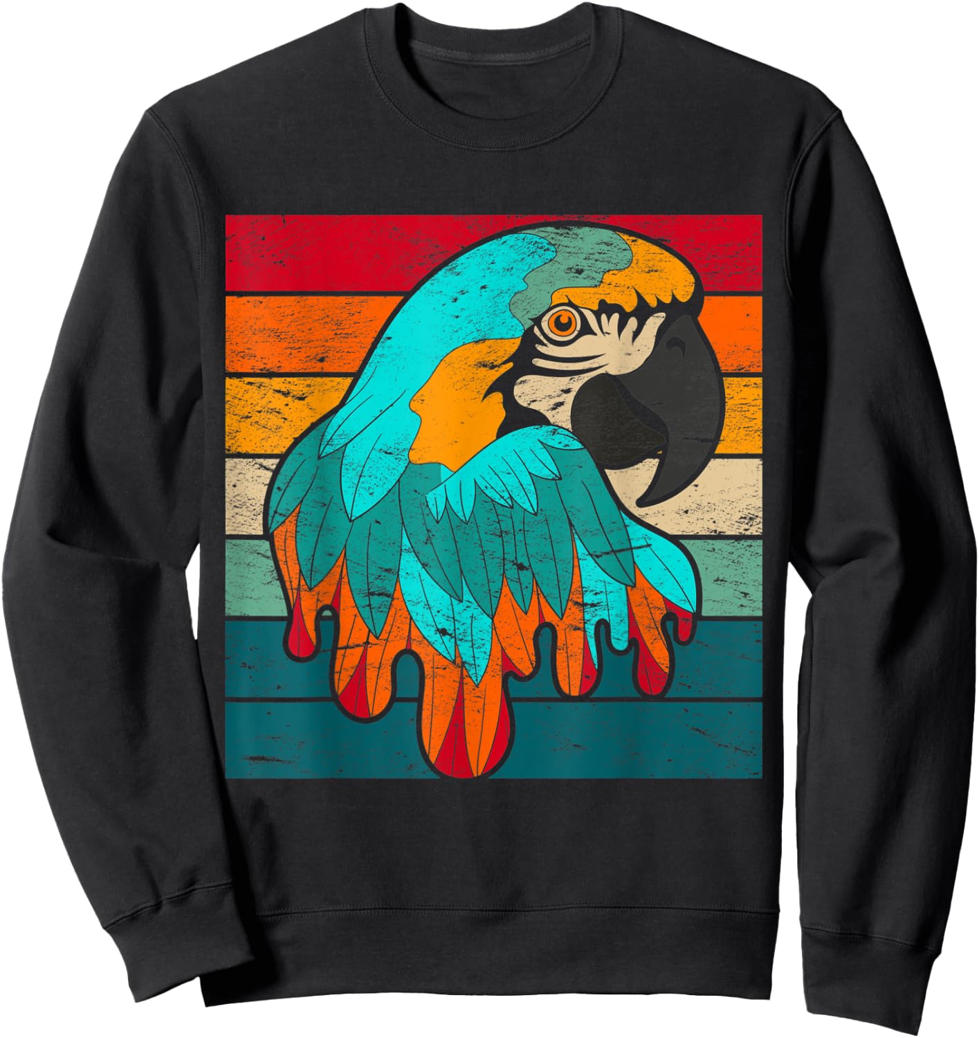 Retro Macaw Parrot Sweatshirt - Sweatshirt | Black