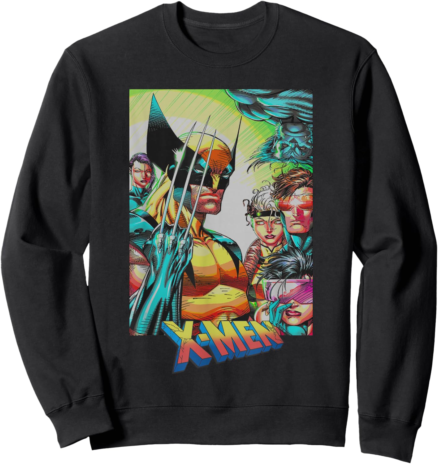 Marvel X-Men Iconic Team 90's Style Group Shot Cover Sweatshirt - Sweatshirt | Black
