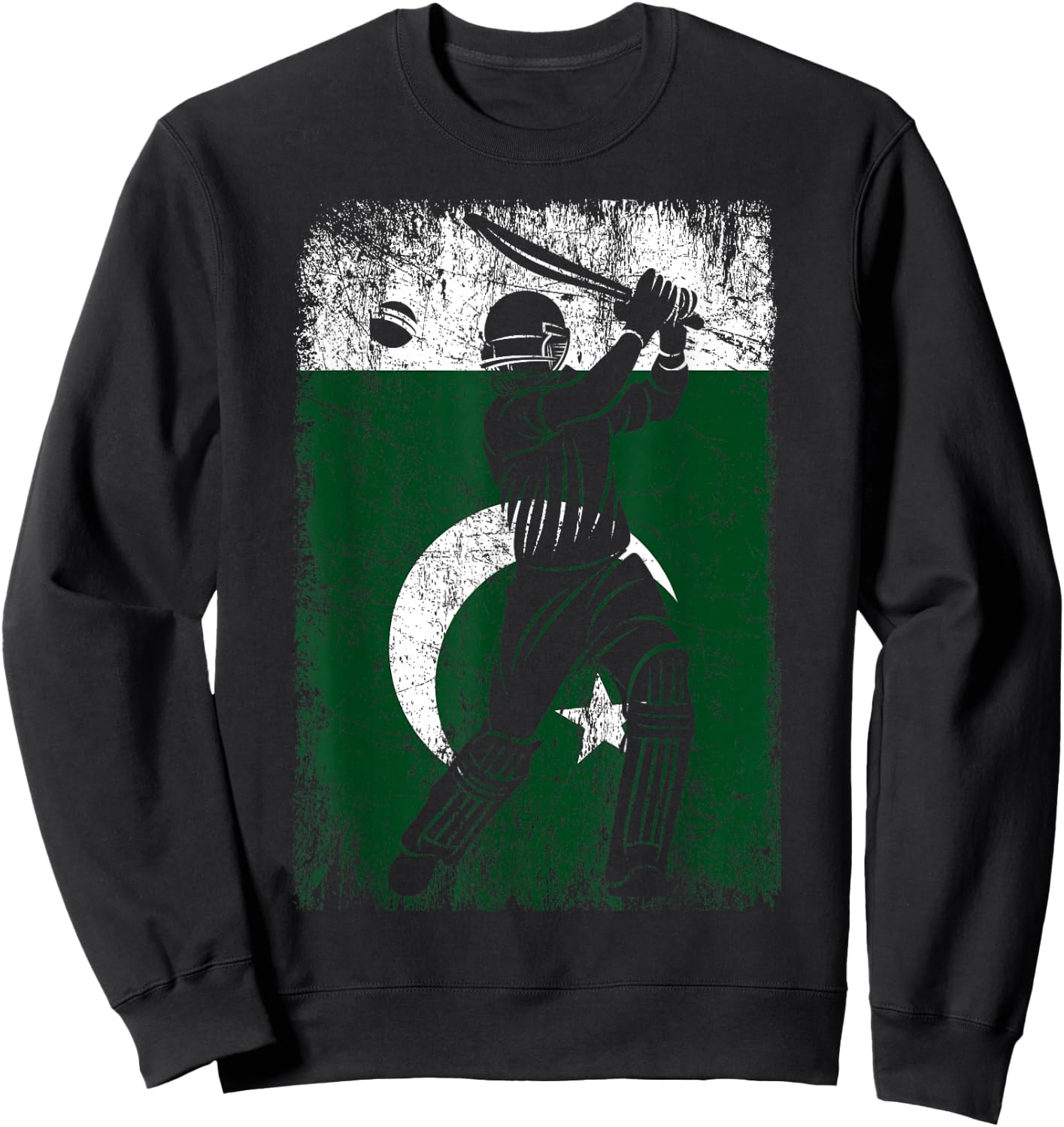 Pakistan Flag Cricket Jersey Fan Player Coach Sweatshirt - Sweatshirt | Black