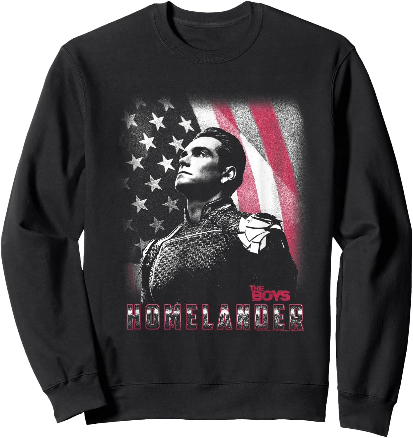 The Boys Patriotic Homelander American Flag Background Sweatshirt - Sweatshirt | Black