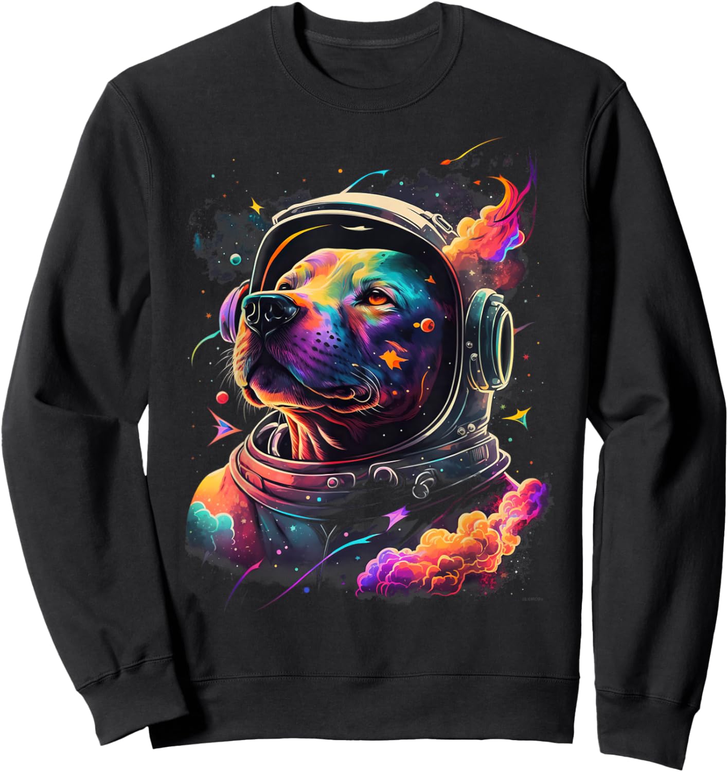 Astronaut PitBull dog Space Galaxy Women Kids Sweatshirt - Sweatshirt | Black
