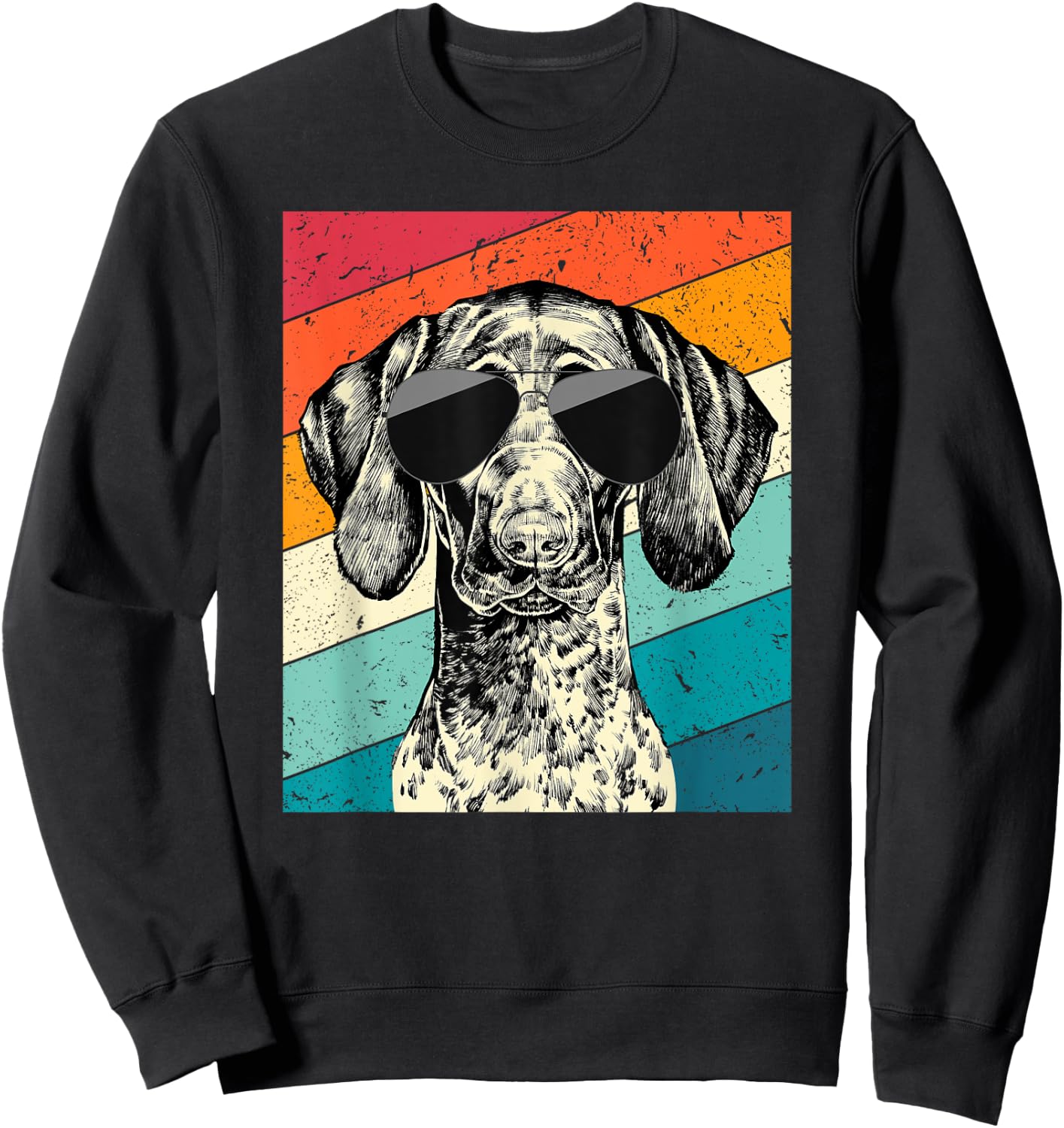 Retro Vintage German Shorthaired Pointer Sunglasses GSP Dog Sweatshirt - Sweatshirt | Black