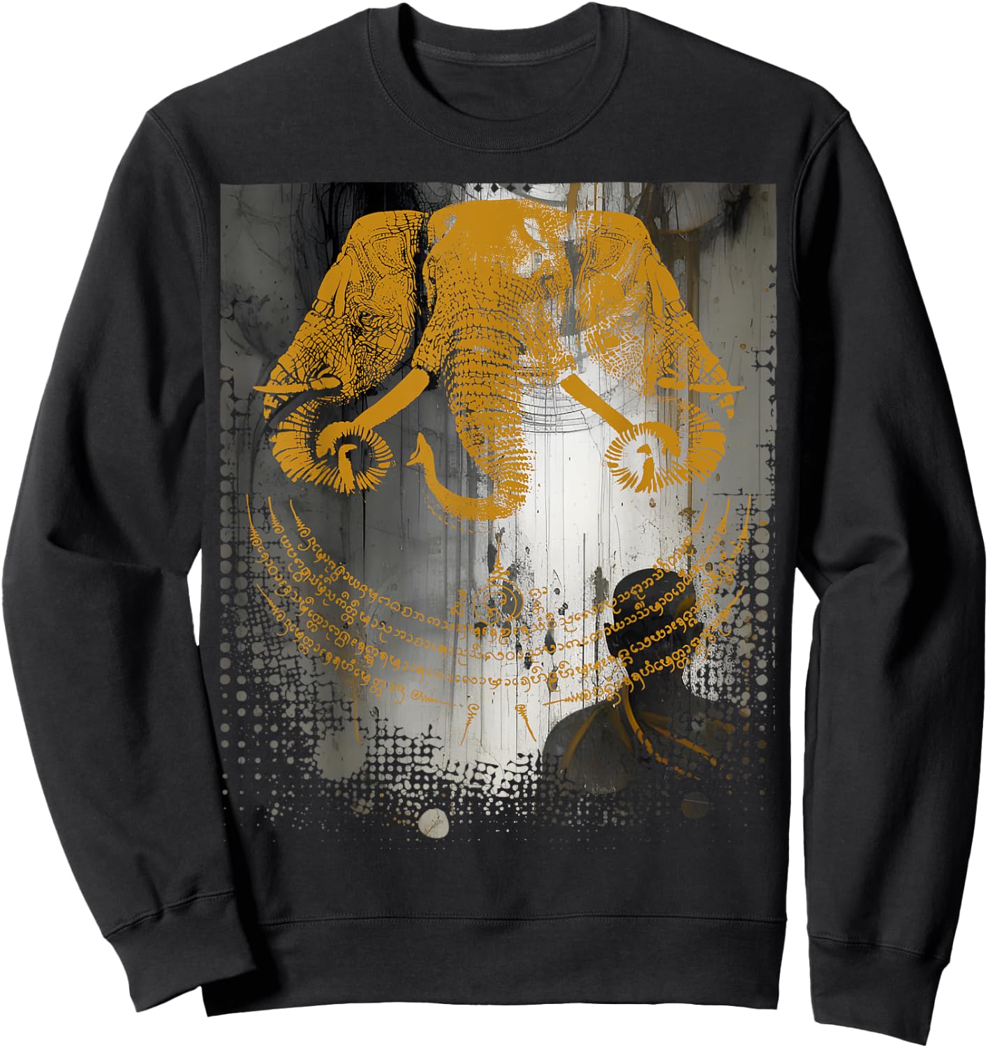 Muay Thai Buddha Asian Tattoo Lao Elephant Cultural Sak Yant Sweatshirt - Sweatshirt | Black